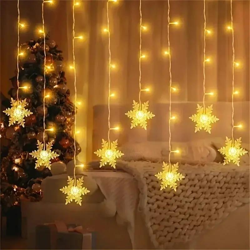 LED USB Snowflake String Lights for Indoor Outdoor Christmas Decor by House Of Avana