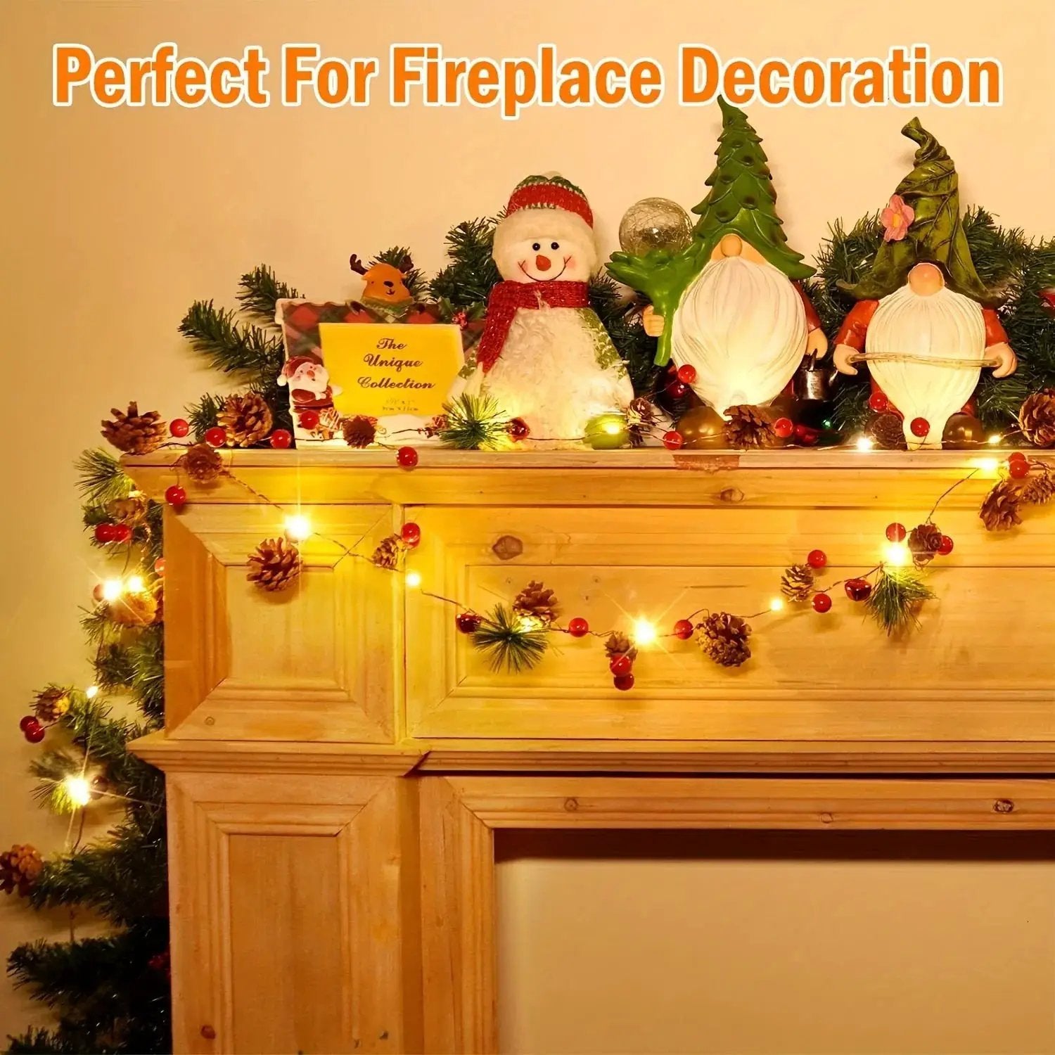 Plastic Fairy Lights with Pine Cones, 20-LED Warm White & Multicolor, 199.95cm String Lights by House Of Avana