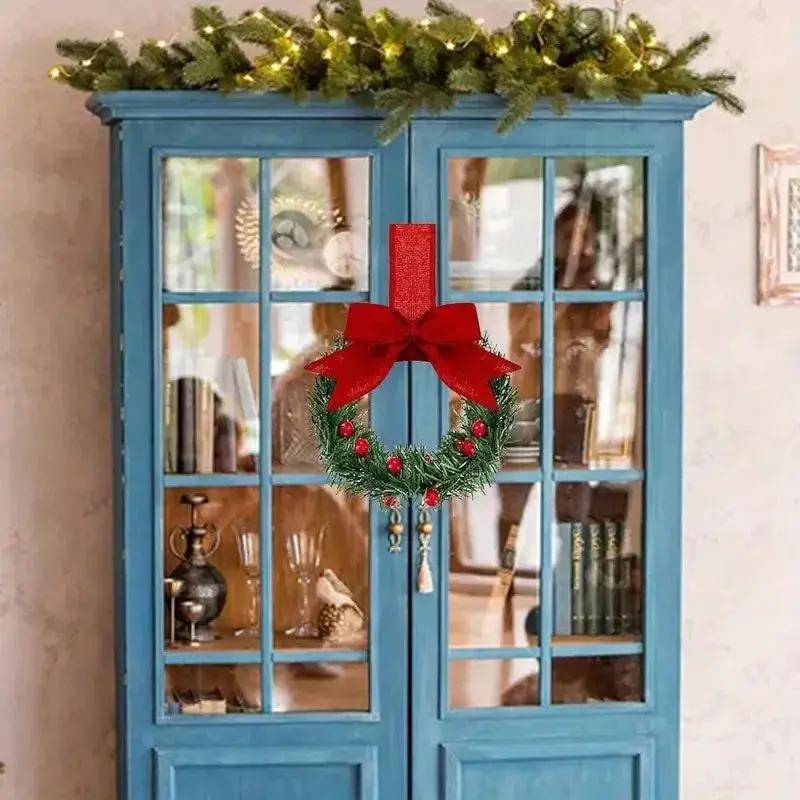 Plastic Mini Christmas Wreaths with Red Bow & Greenery by House Of Avana