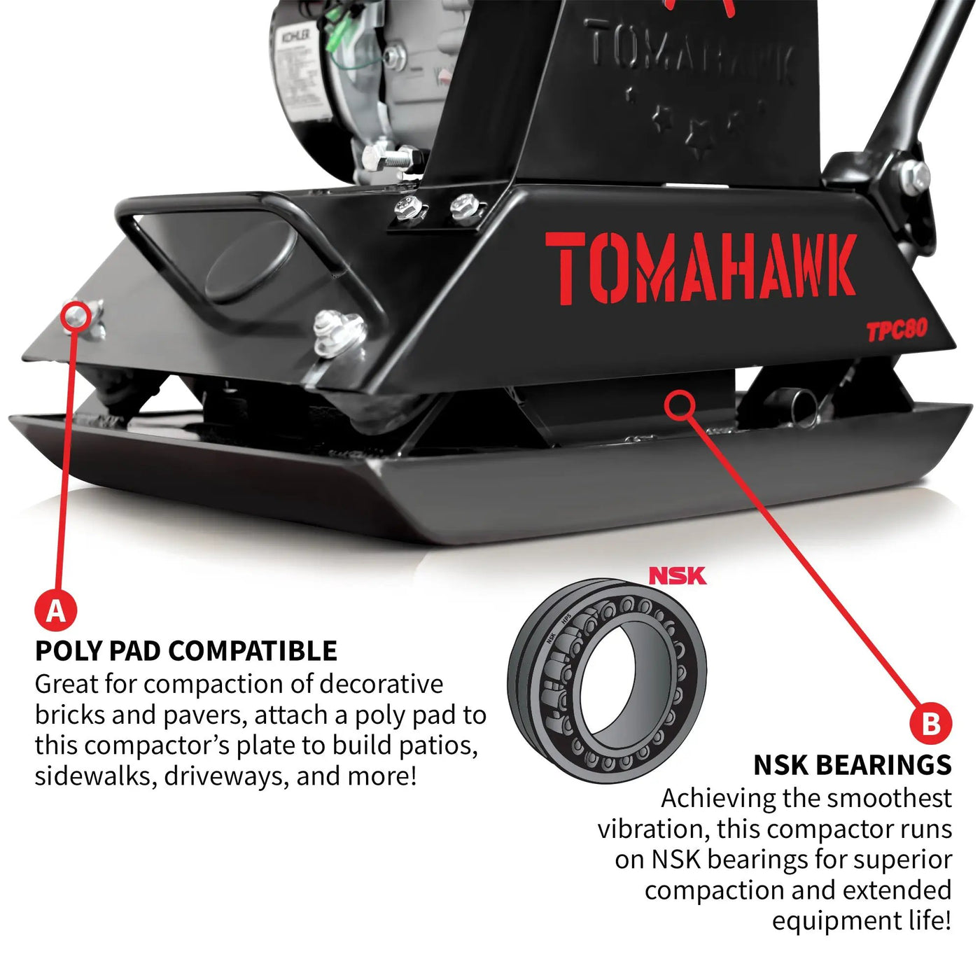 Vibratory Plate Compactor Tamper with Kohler Engine for Dirt Gravel Soil Compaction by Tomahawk Power