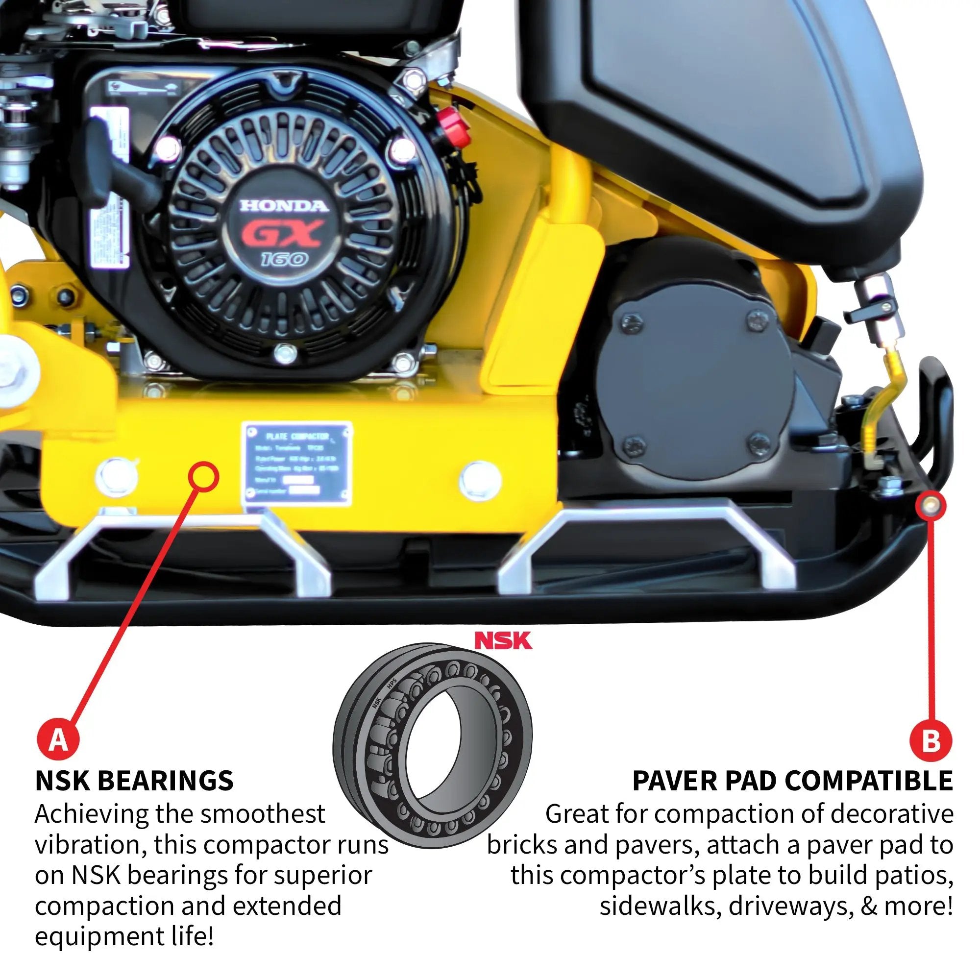 5.5 HP Honda Vibratory Plate Compactor 23x17" for Soil Asphalt Paver Compaction by Tomahawk Power