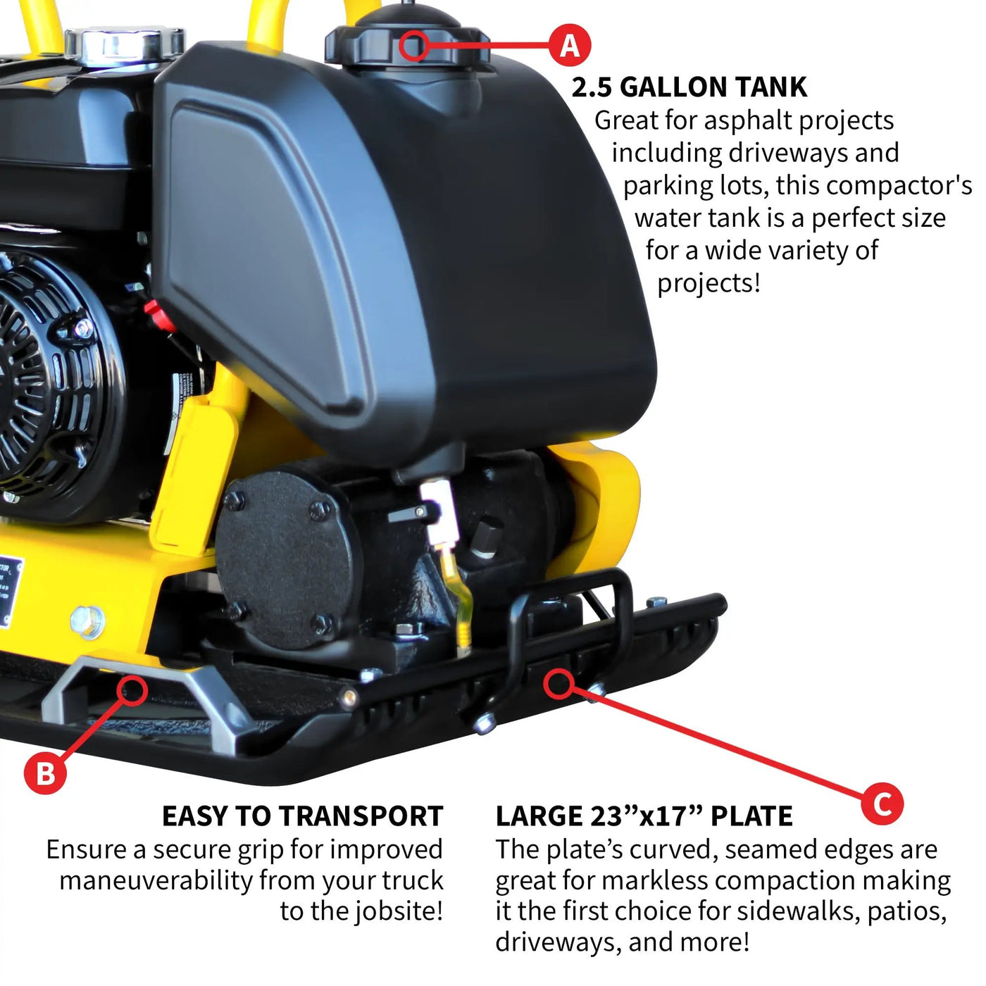5.5 HP Honda Vibratory Plate Compactor 23x17" for Soil Asphalt Paver Compaction by Tomahawk Power