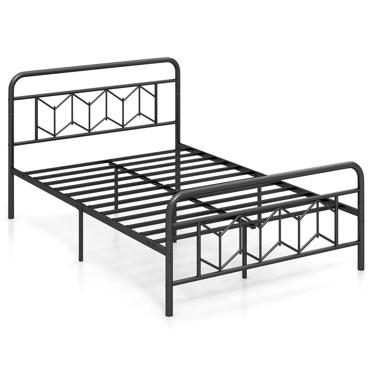 Platform Bed with High Headboard and Snap Lock Metal Slats by DirectDeals