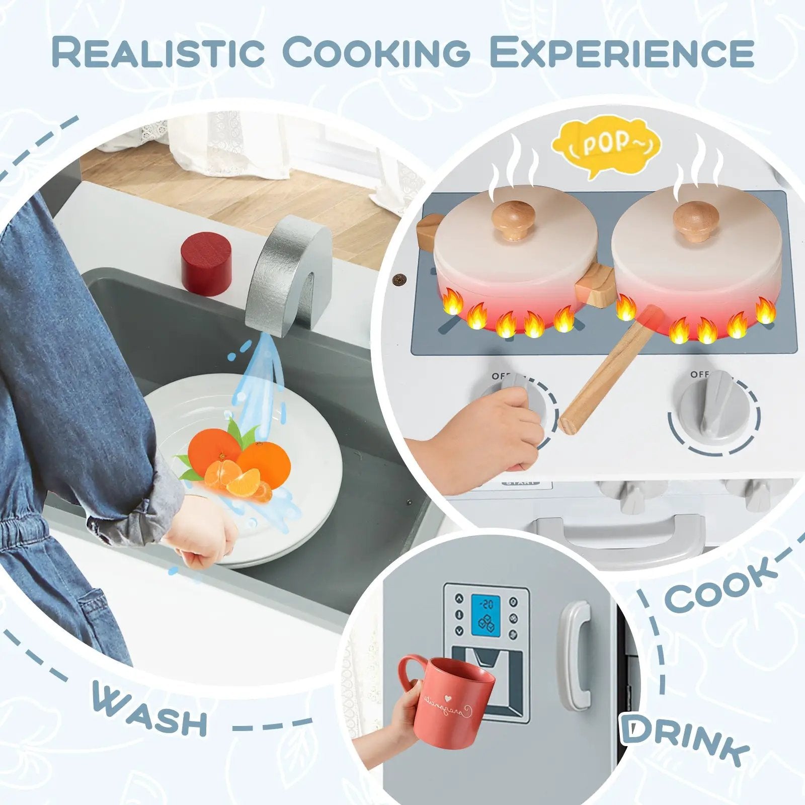 Kids Pretend Play Kitchen Cooking Set with Simulated Sound by DirectDeals
