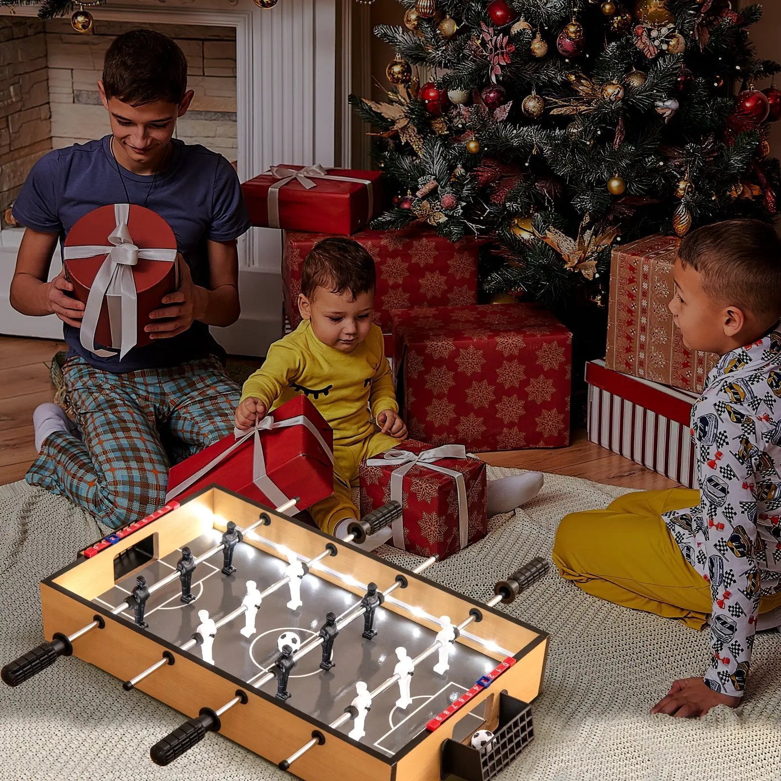 Tabletop Foosball Table with LED Lights and Non-Slip Handles by DirectDeals