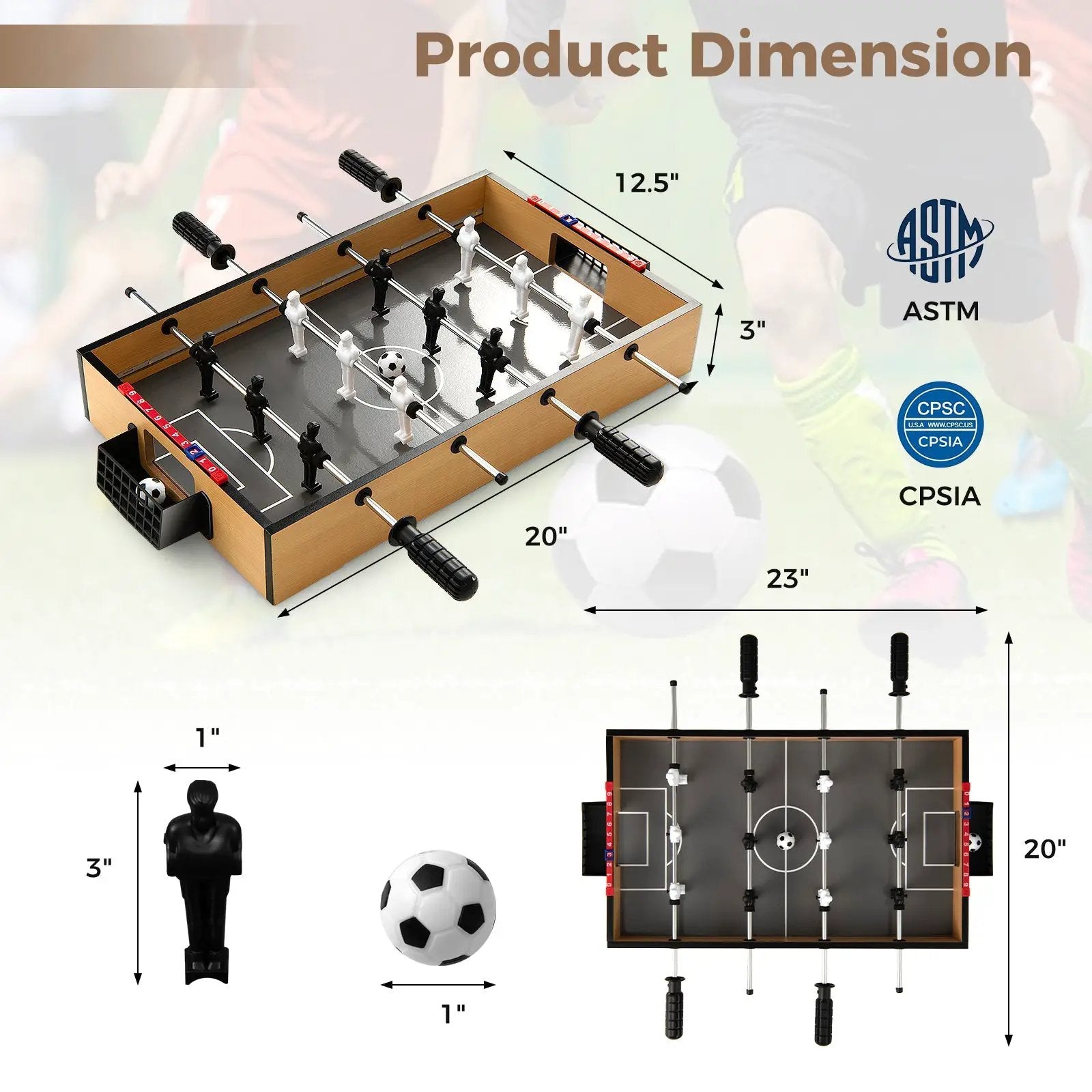 Tabletop Foosball Table with LED Lights and Non-Slip Handles by DirectDeals