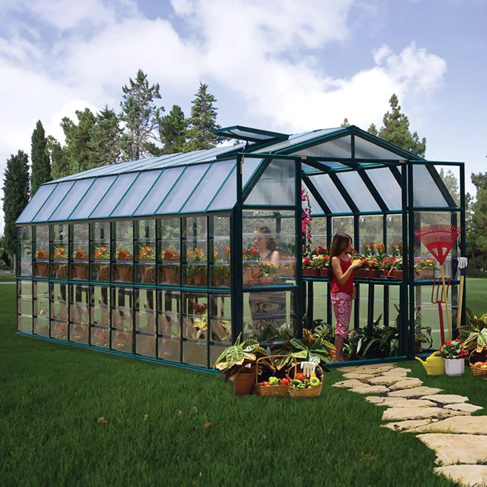 [08X20FT] Extra-Large Barn-Style Weatherproof Walk-In Greenhouse With Roof Vents (SAK85716) by SAKSBY WHOLESALE
