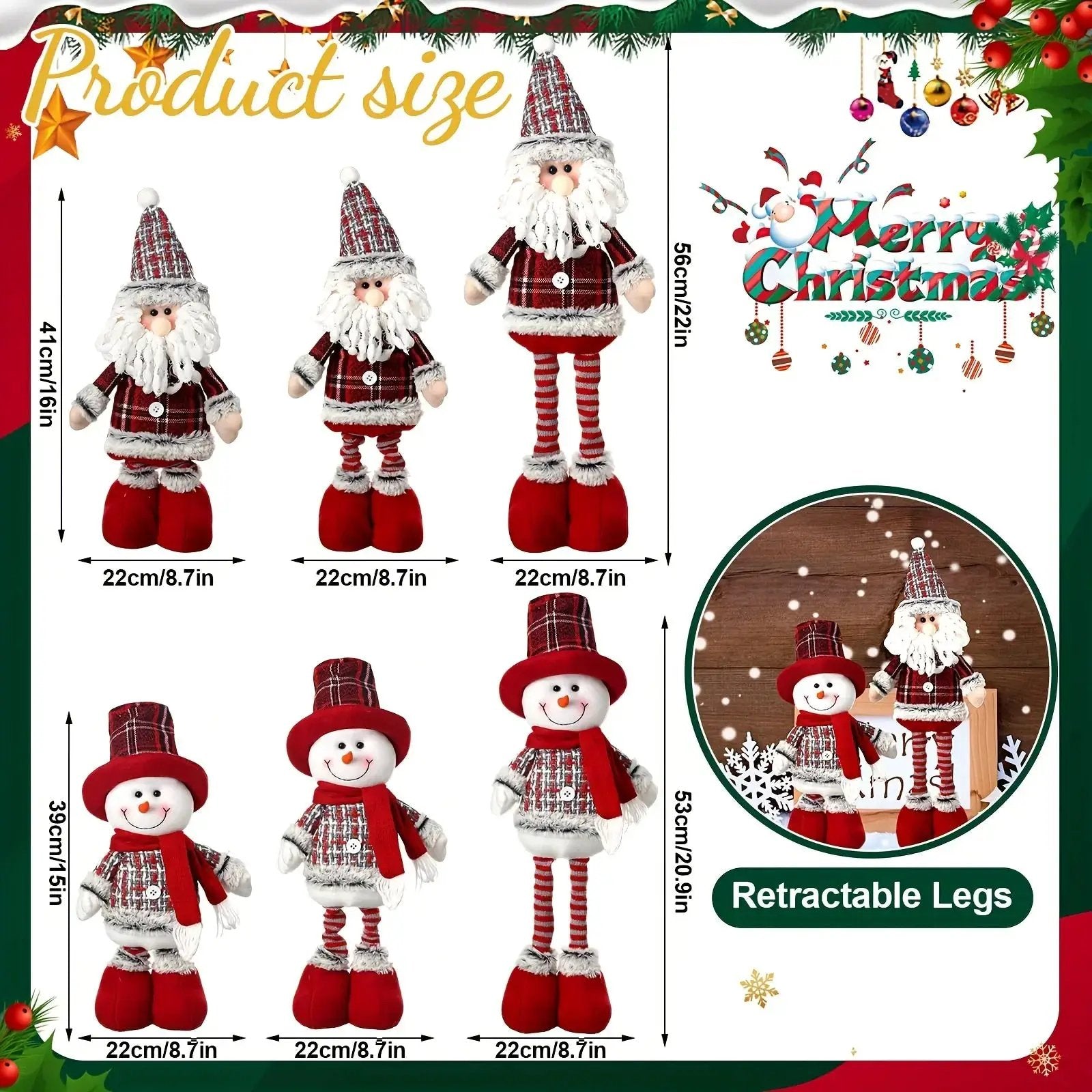 Plush Christmas Gnome Decorations with Red Hat and Beard by House Of Avana