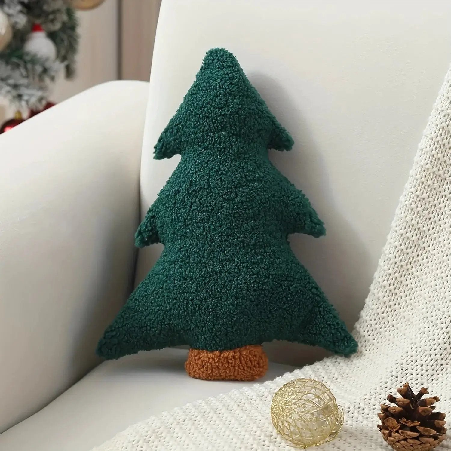 Plush Dog Toy - Soft Christmas Tree Pillow with Red & Green Design by House Of Avana