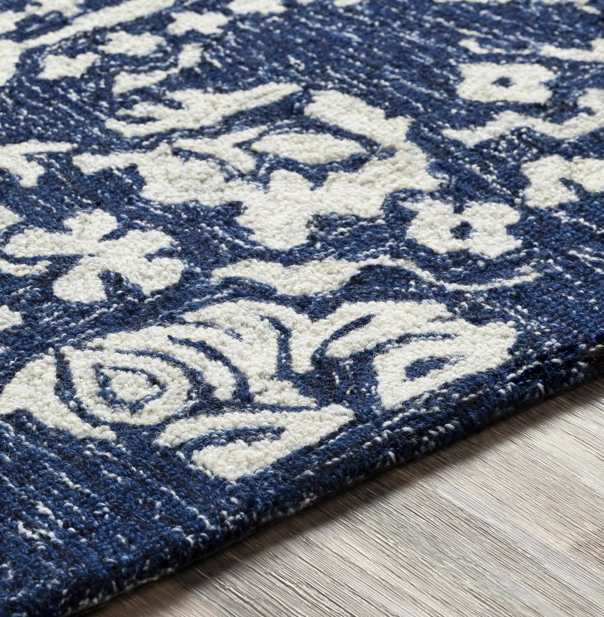 Poole Navy Wool Area Carpet by Boutique Rugs