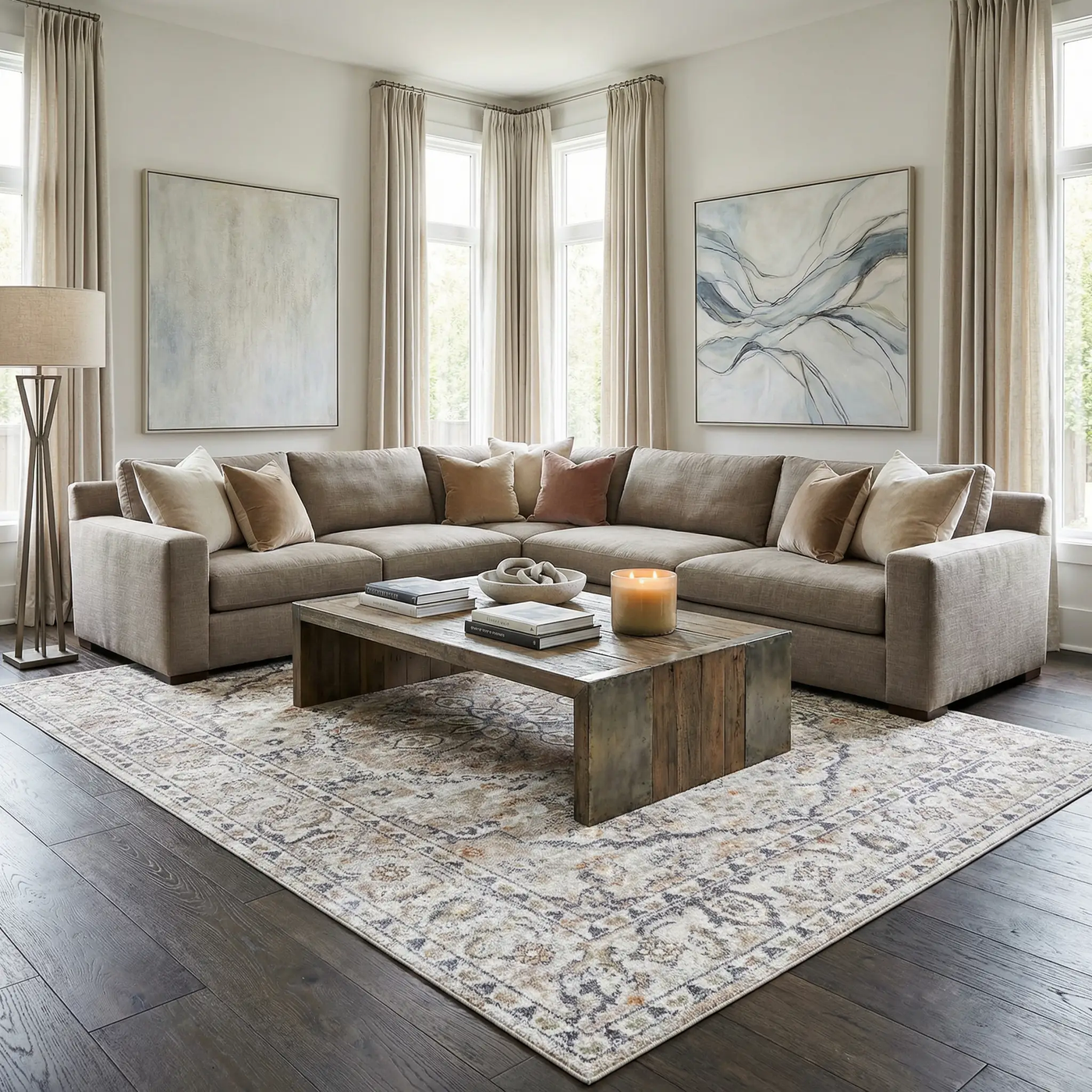 Hiti Cream Flat Pile Washable Rug by Boutique Rugs