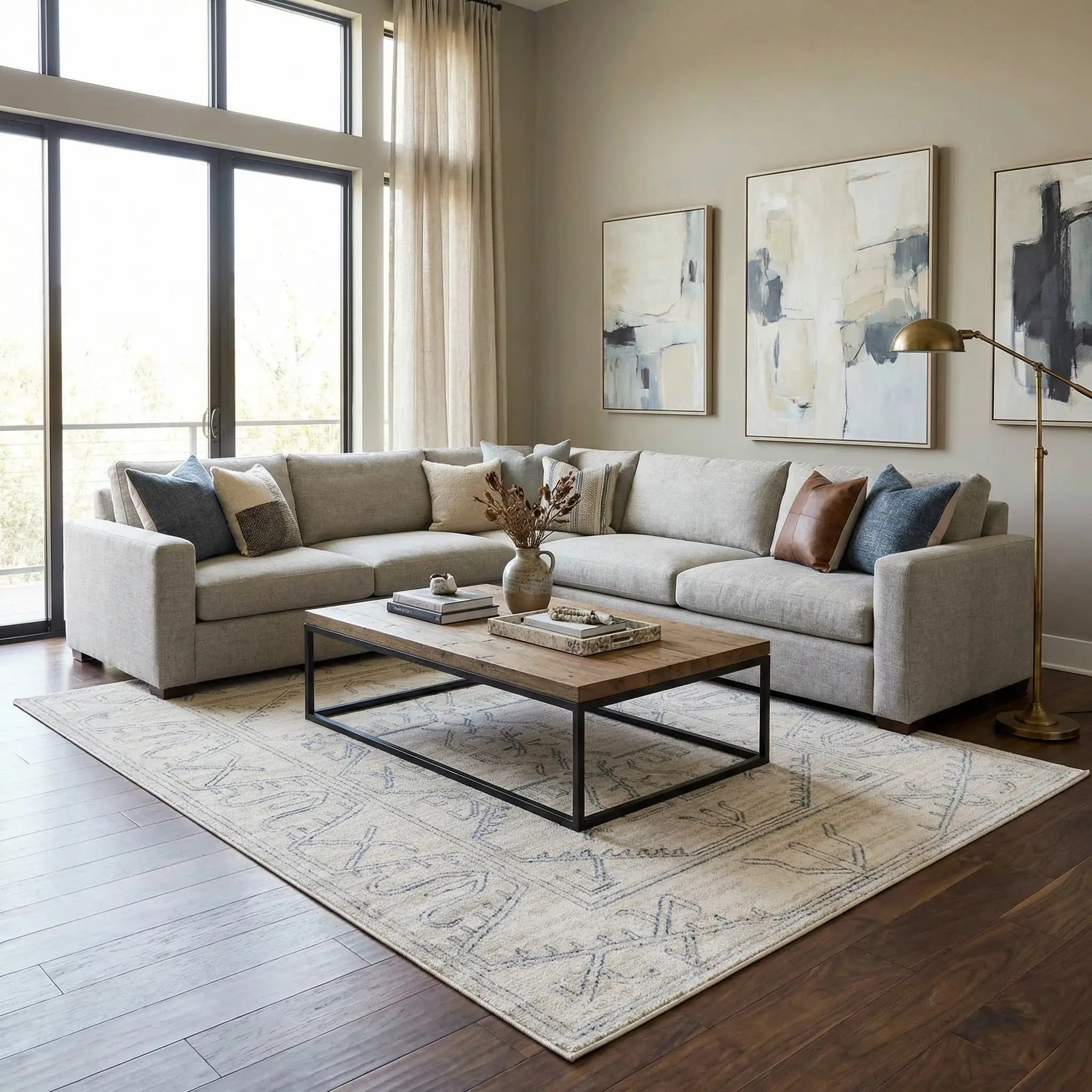 Divya Cream & Silver Blue Area Rug - Clearance by Boutique Rugs