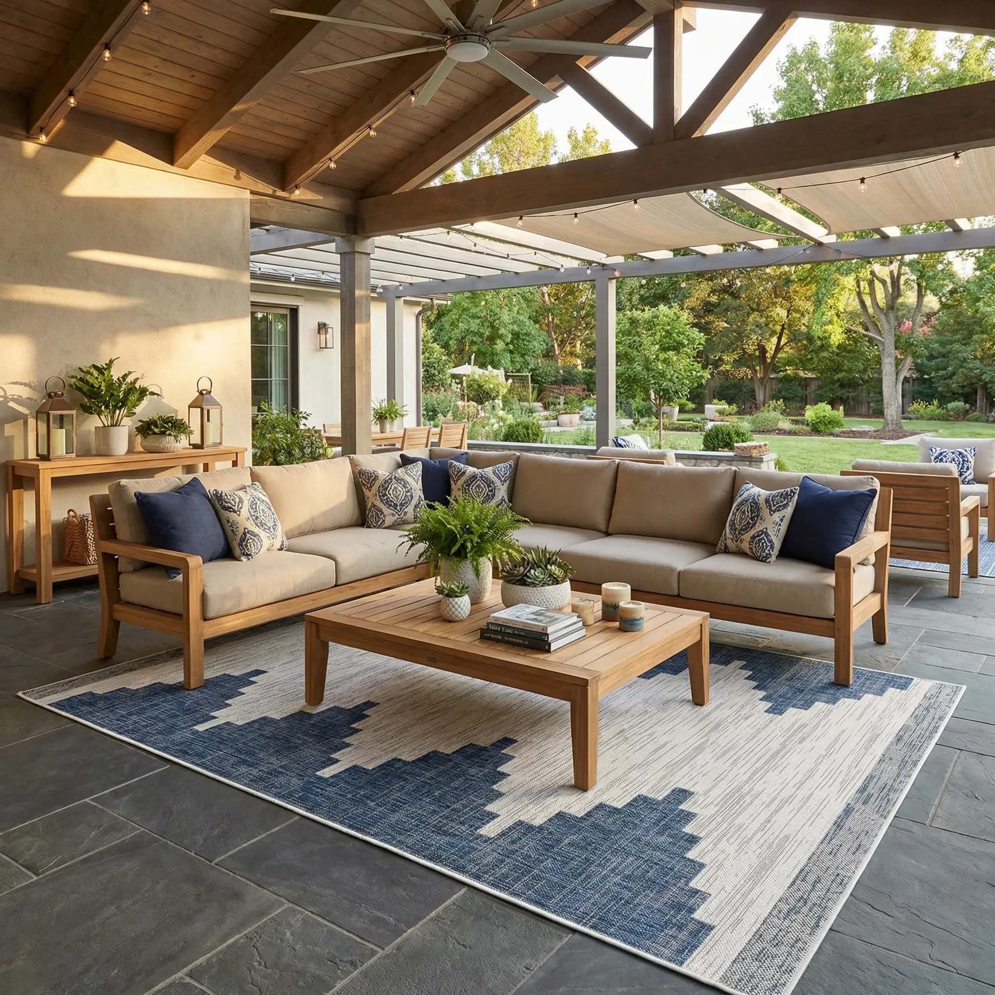 Djugun Navy Indoor & Outdoor Area Rug - Clearance by Boutique Rugs