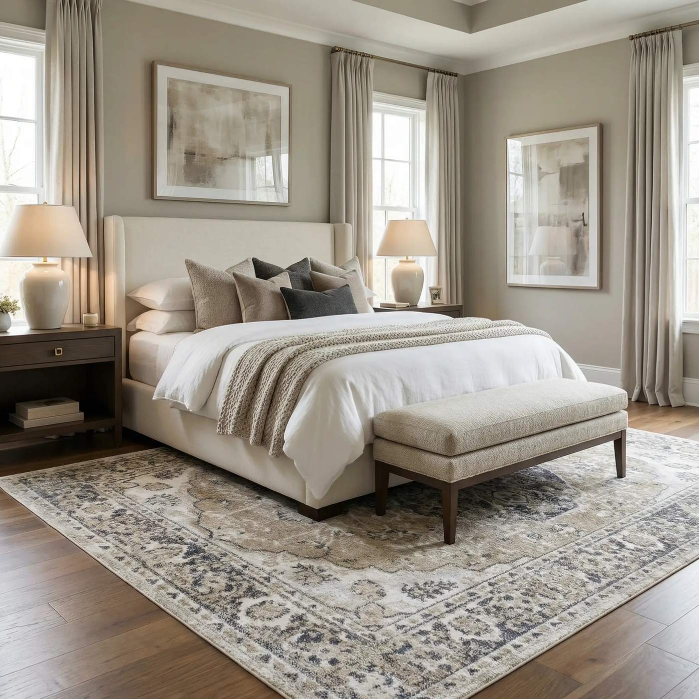 Rudo Beige Flat Pile Washable Rug by Boutique Rugs
