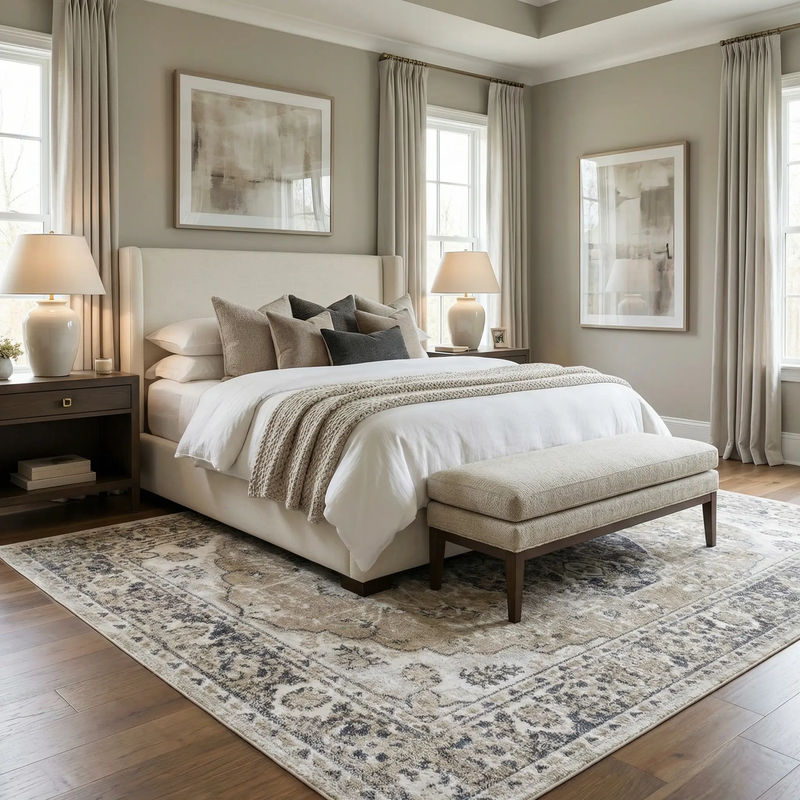 Rudo Beige Flat Pile Washable Rug by Boutique Rugs