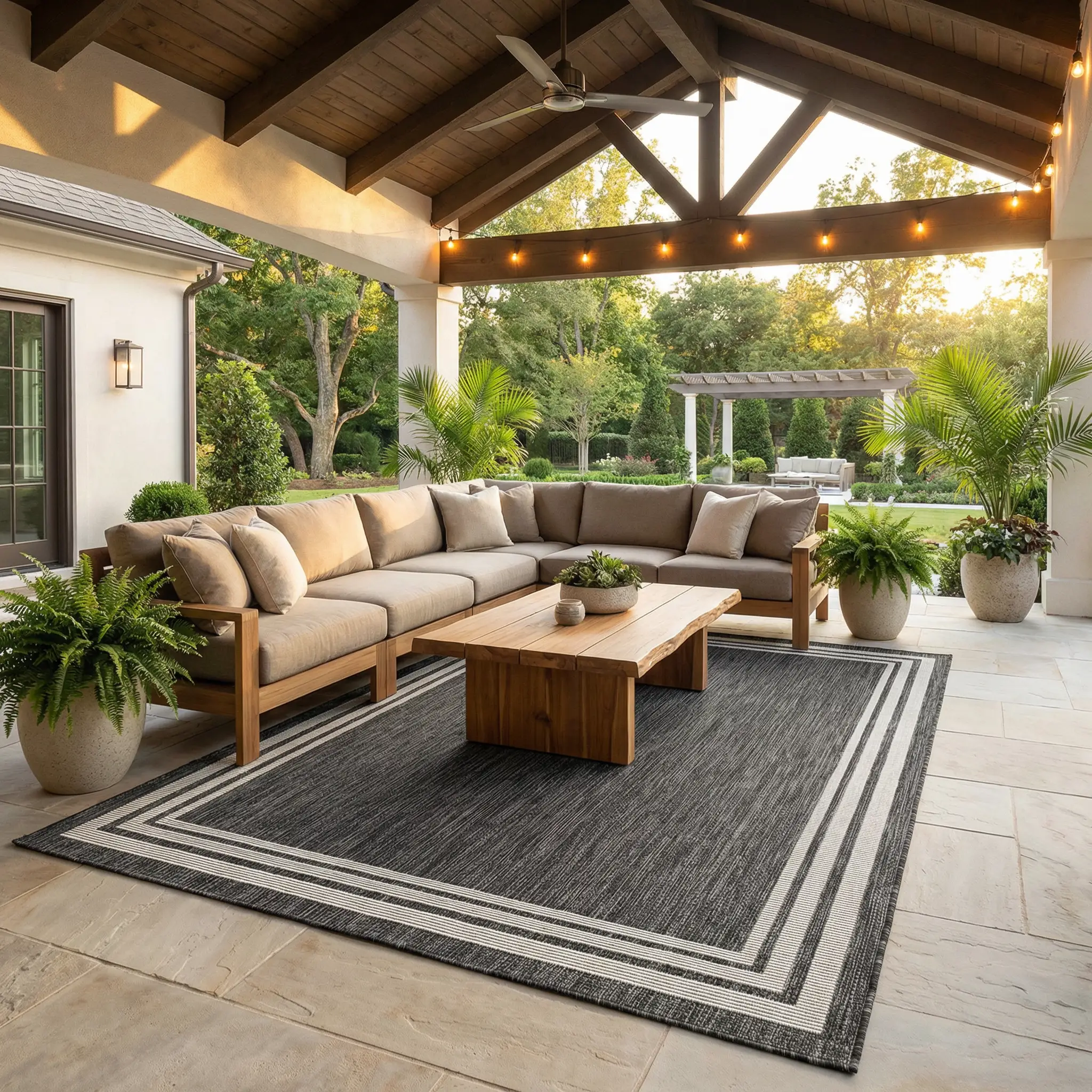 Coonamble Bordered Anthracite Outdoor Rug by Boutique Rugs