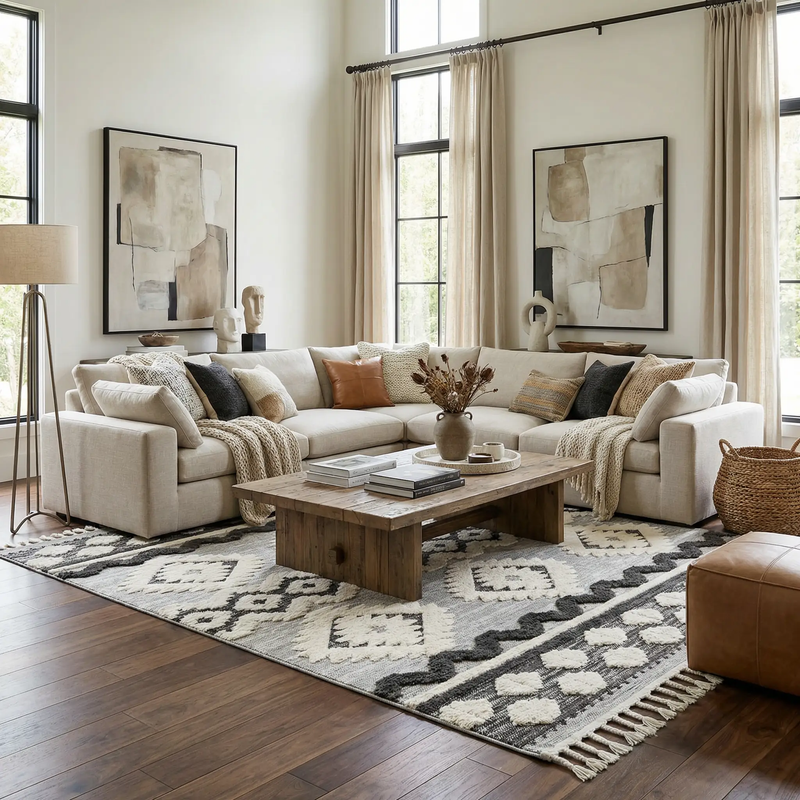 Dinganen High/Low Pile Area Rug - Clearance by Boutique Rugs