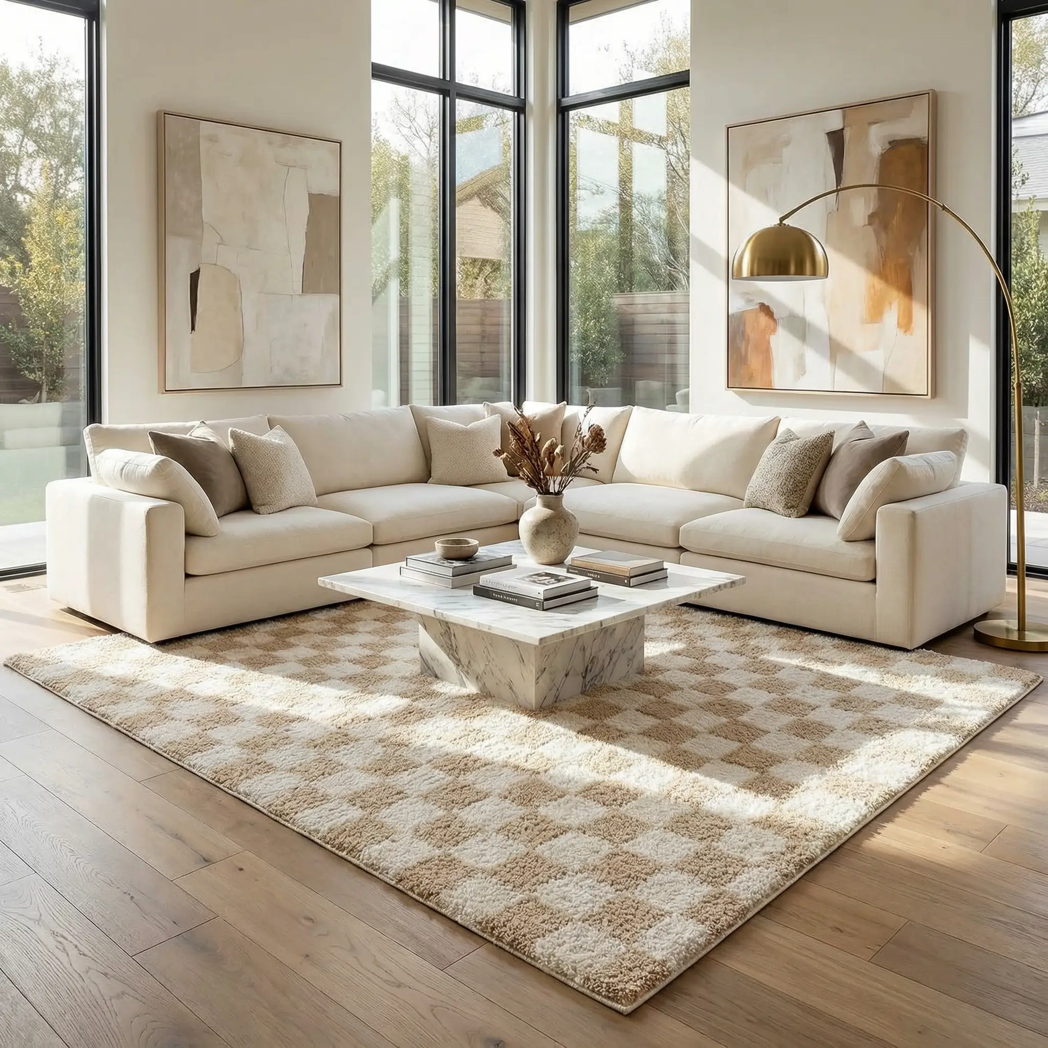 Canika Checkered Cream Washable Area Rug by Boutique Rugs