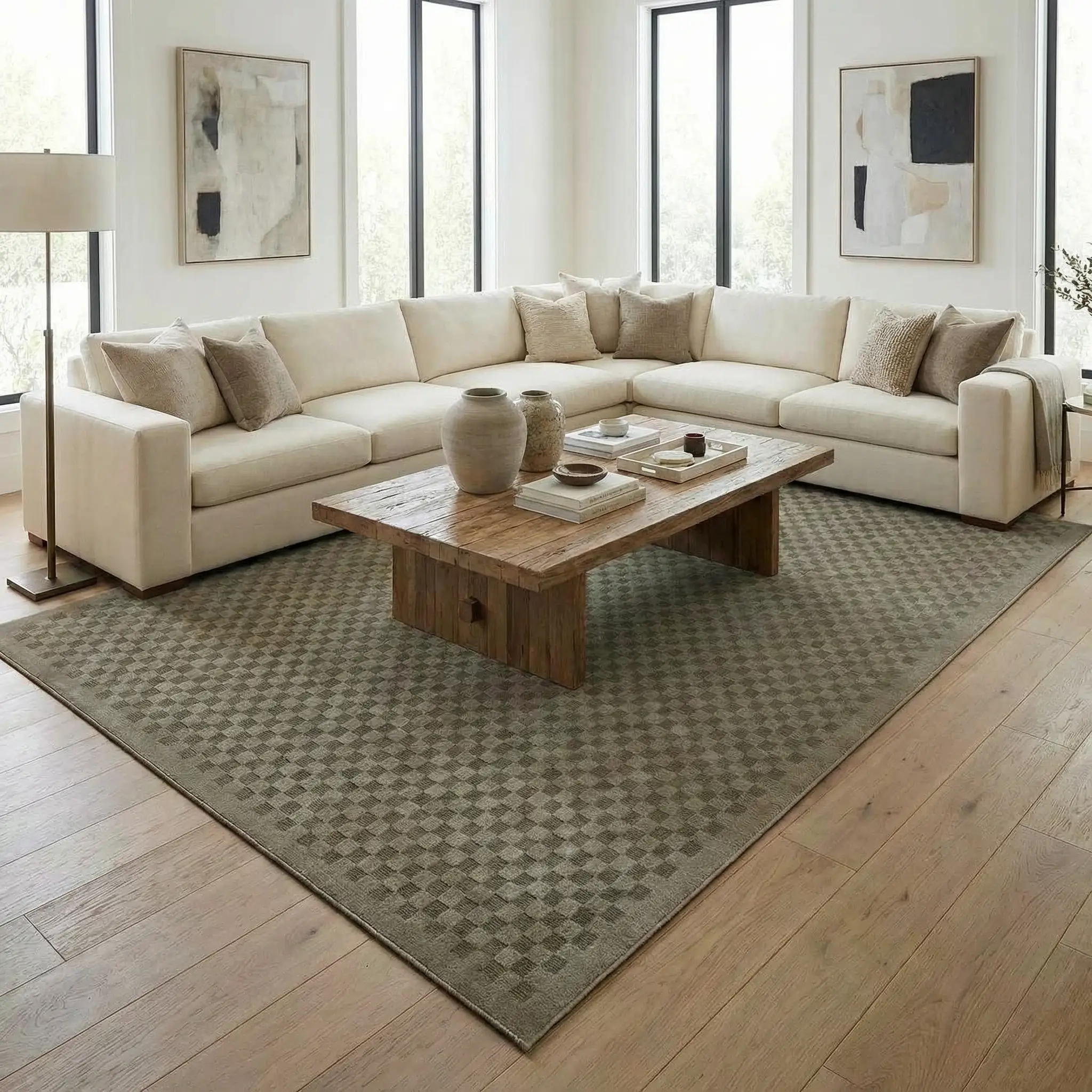Gaiwan Olive Green Washable Area Rug by Boutique Rugs