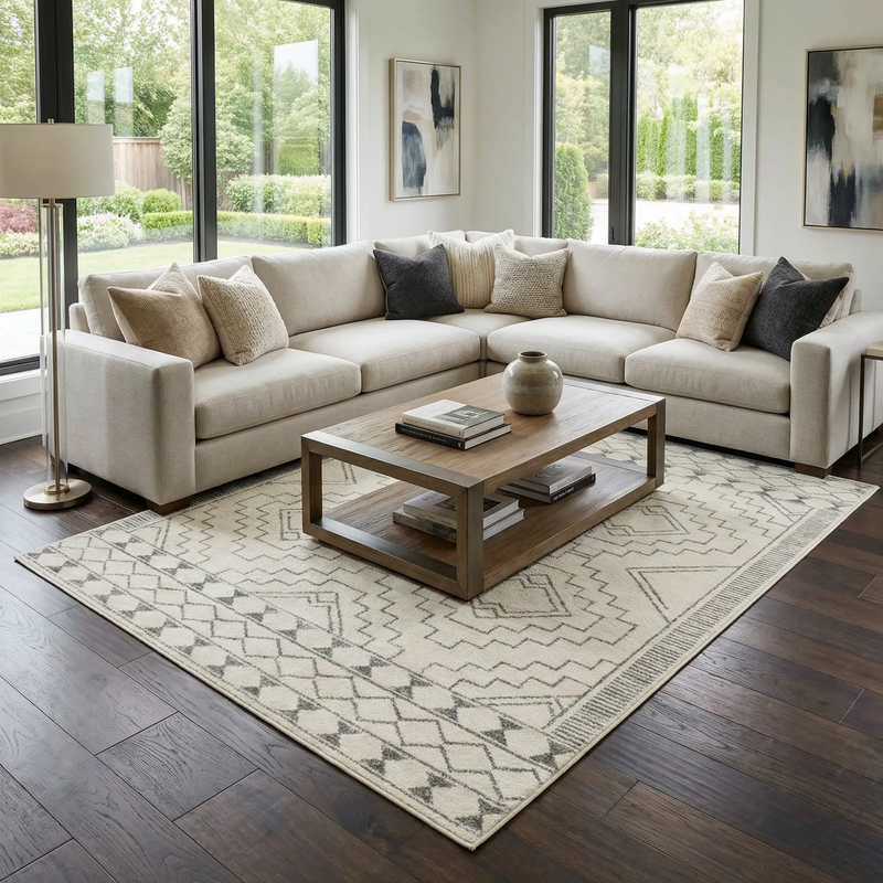 KMRSH-4614 Ivory Tribal Carpet - Clearance by Boutique Rugs