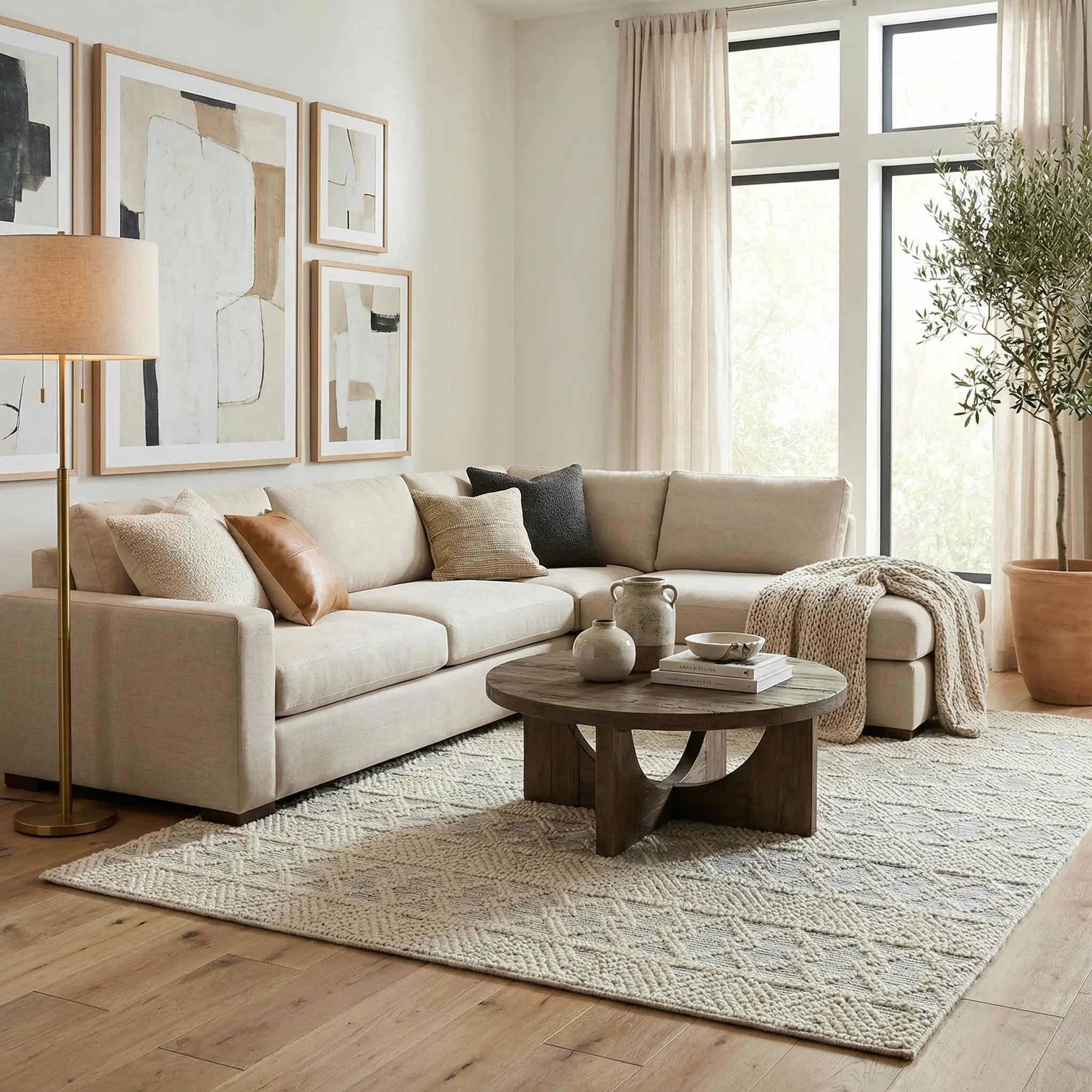 Ginter Handmade Beige Wool Rug - Clearance by Boutique Rugs