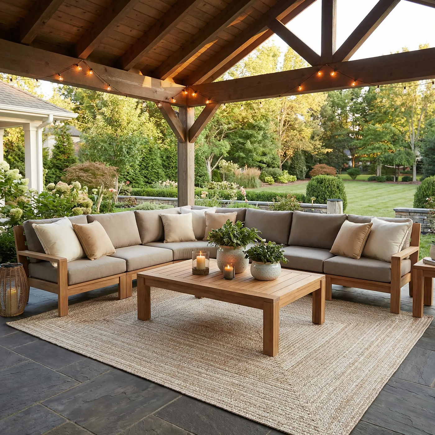 Cream Braided Faux Jute Outdoor Rug by Boutique Rugs