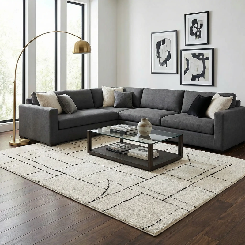 Keats Black & White Area Rug by Boutique Rugs