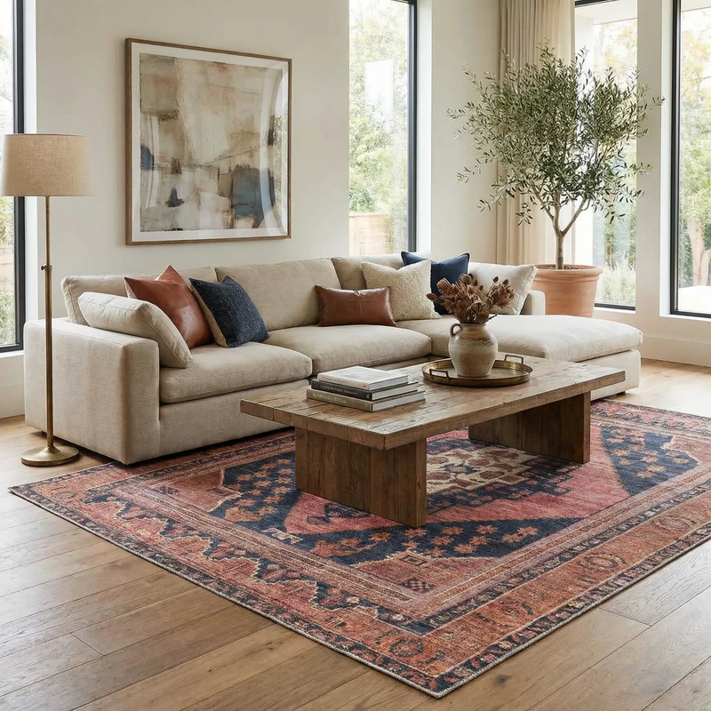 Malamote Vintage Flat Pile Washable Rug by Boutique Rugs
