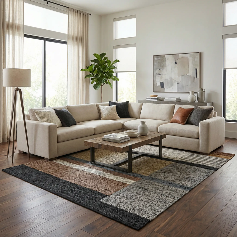 Lyndoch Leather Patchwork Rug by Boutique Rugs