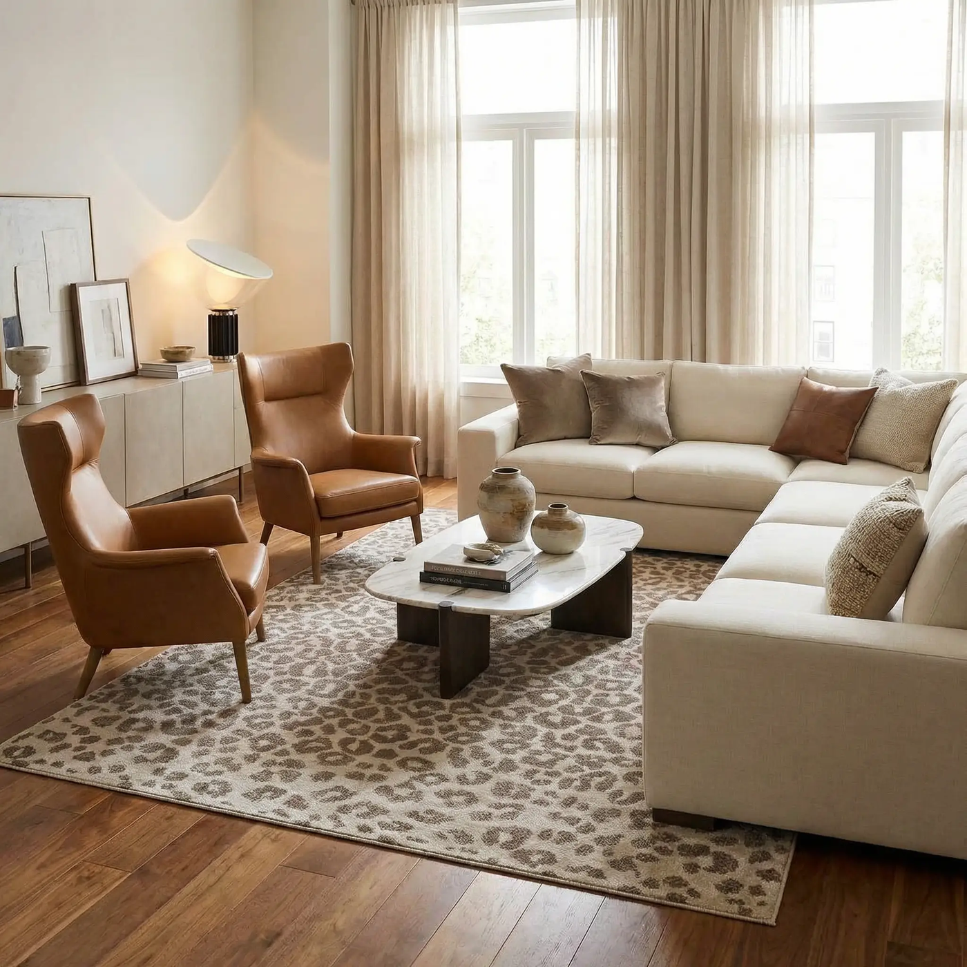 Tan Bonhill Leopard Print Area Rug by Boutique Rugs