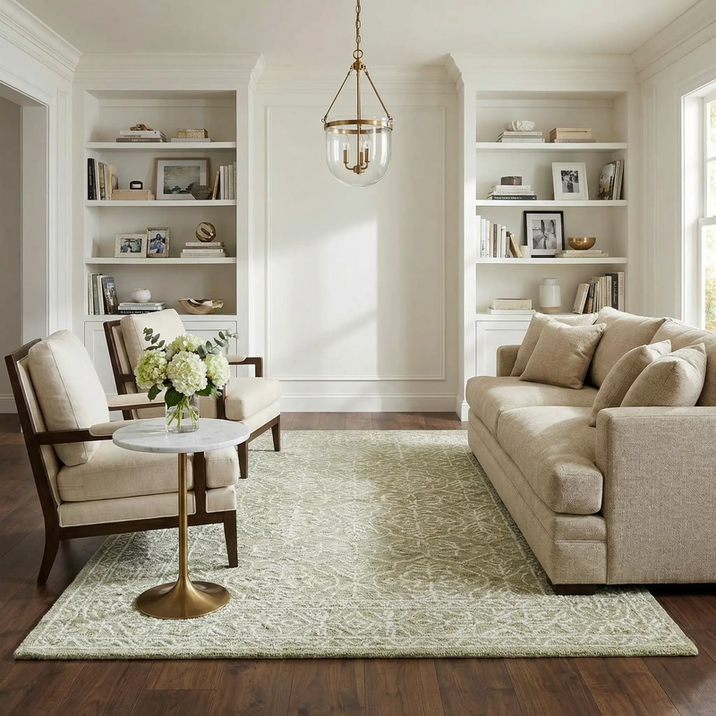 Yadid Green Wool Area Rug by Boutique Rugs