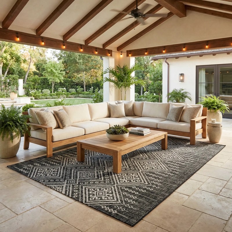 Frankville Black&White All Over Performance Outdoor Rug by Boutique Rugs