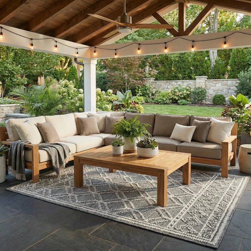 Diah Black & Bone Outdoor Area Rug - Clearance by Boutique Rugs