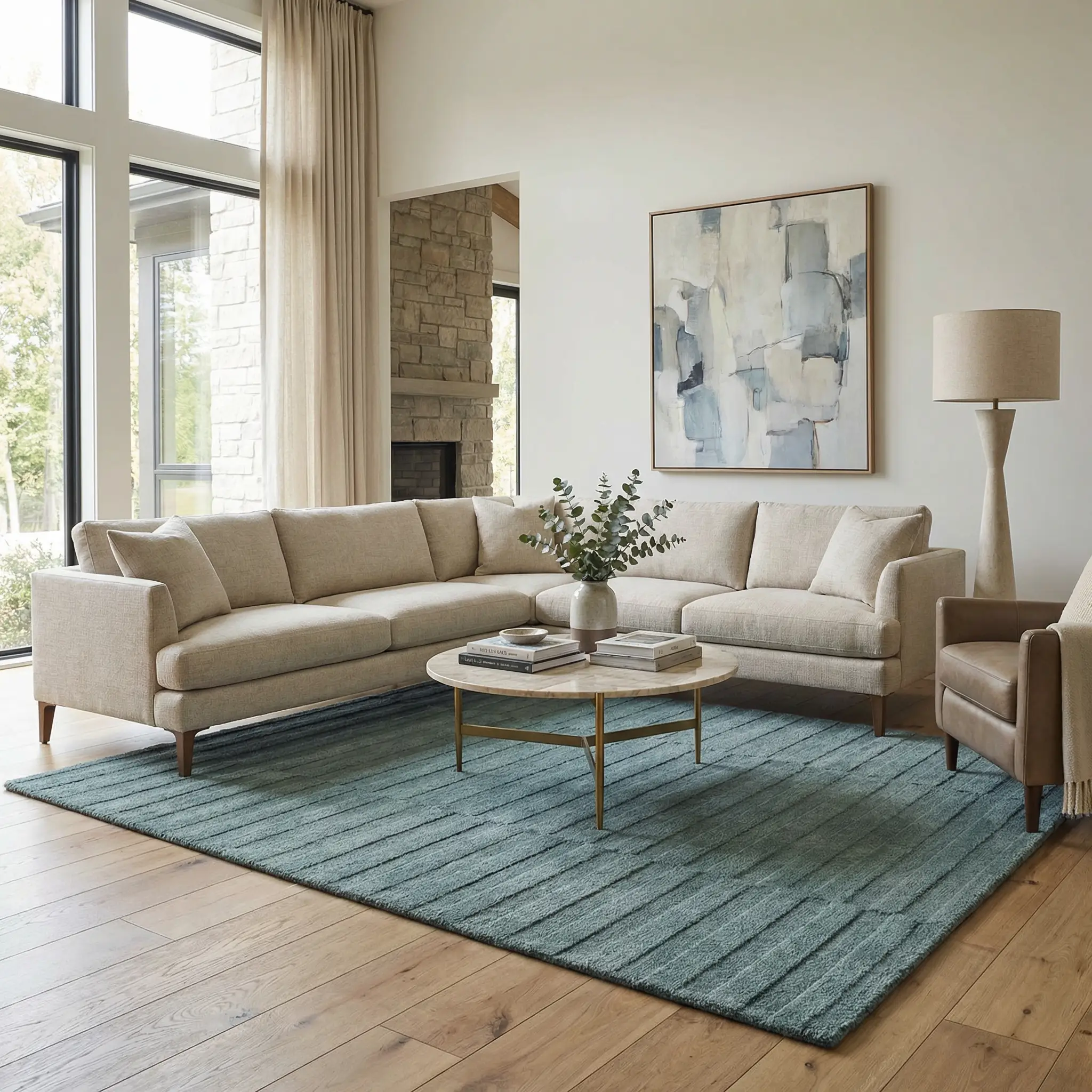 Idaho Broken-Stiped Petrol Blue Area Rug by Boutique Rugs