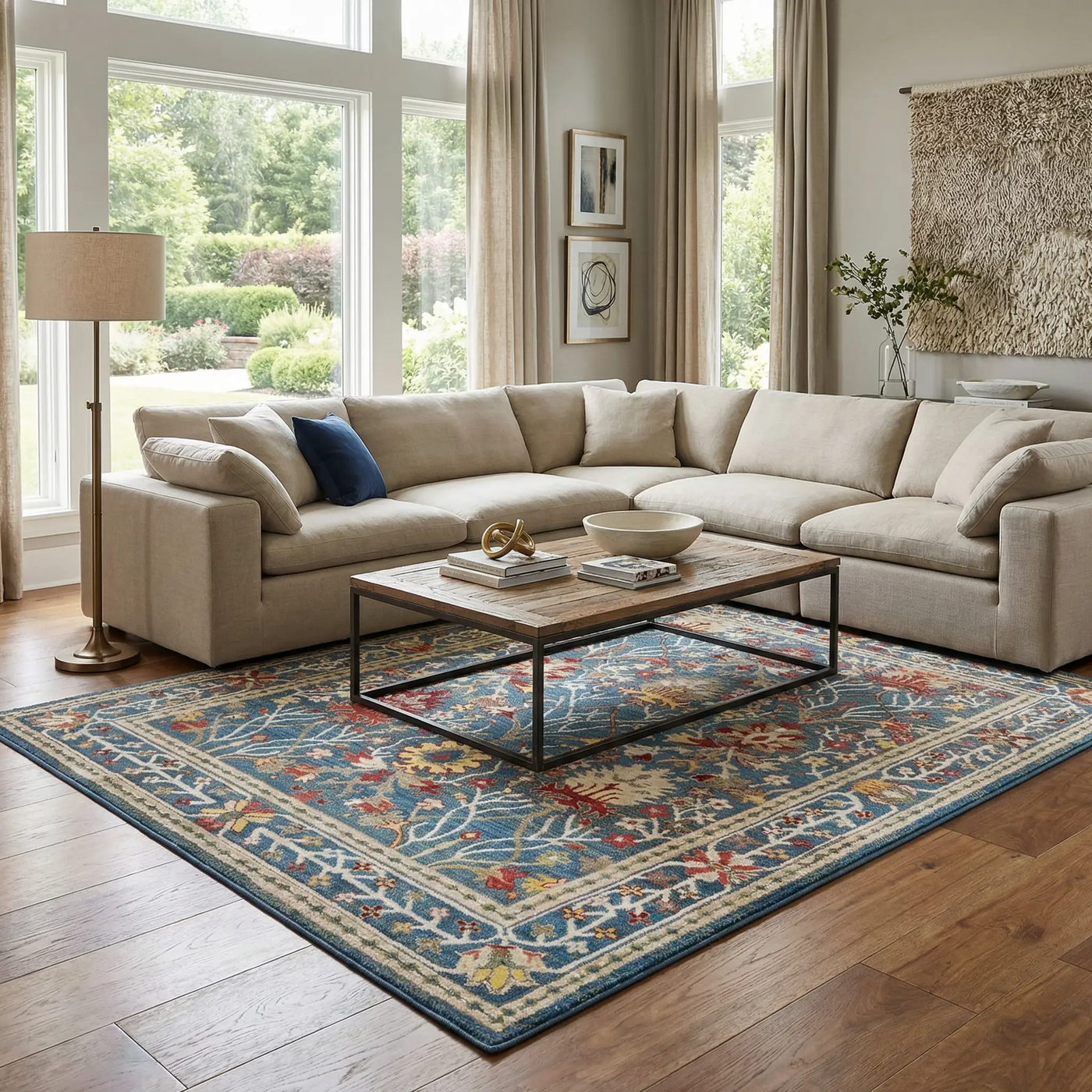 Neola Navy Blue Damask Area Rug by Boutique Rugs