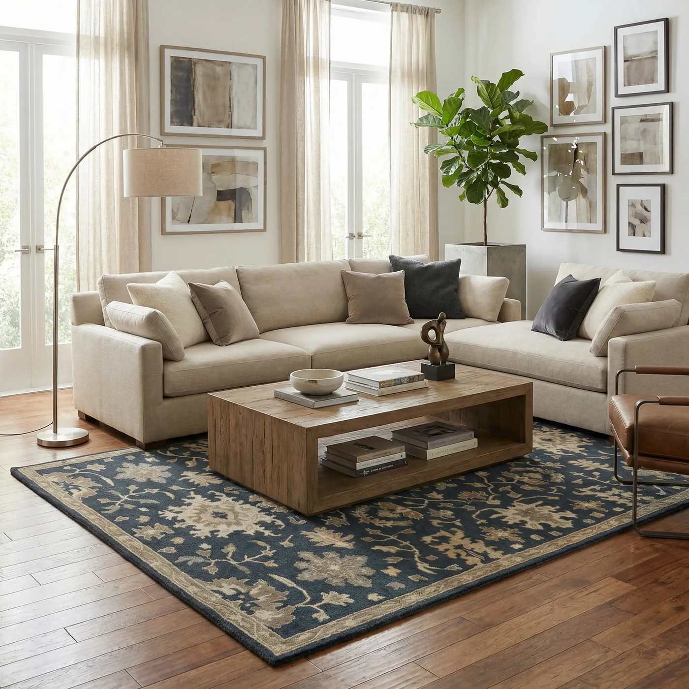 Caesar 1154 Navy Wool Rug by Boutique Rugs