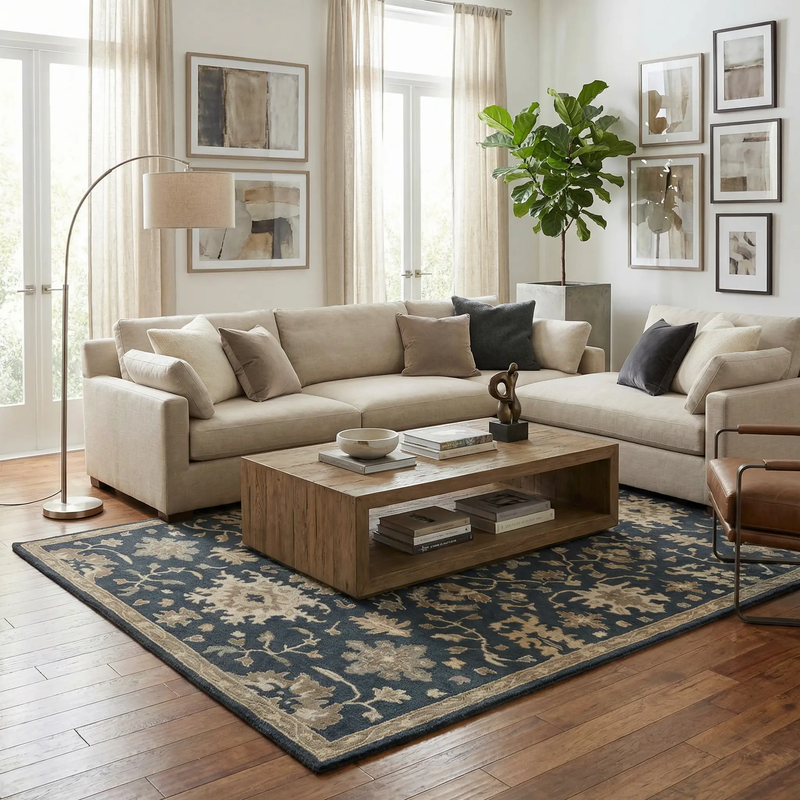 Caesar 1154 Navy Wool Rug by Boutique Rugs