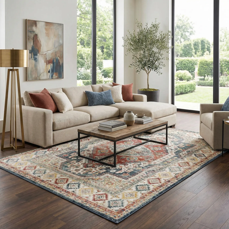 Brend Rust Medallion Area Rug - Clearance by Boutique Rugs