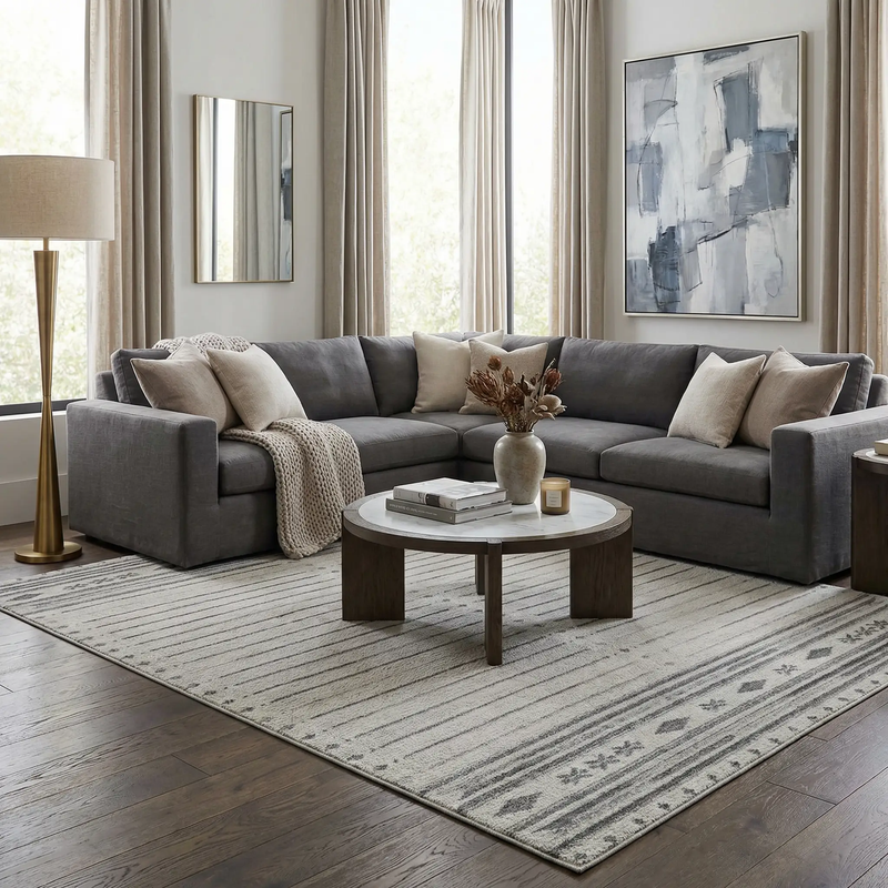Tigri Aztec Ivory & Gray 2325 Area Rug - Clearance by Boutique Rugs