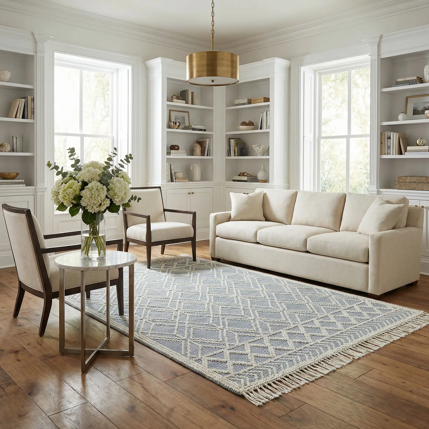Ramsbury Denim Blue Wool Rug by Boutique Rugs