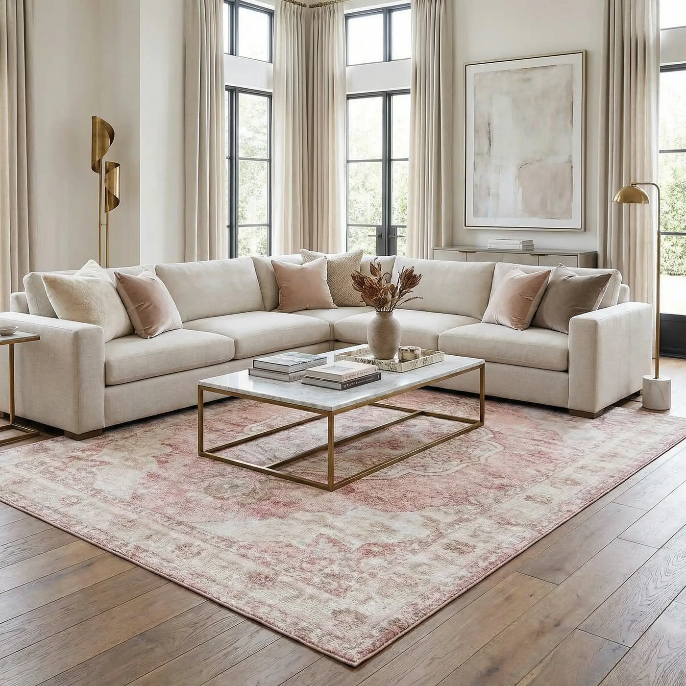 Kandos Blush & Light Pink Area Rug by Boutique Rugs