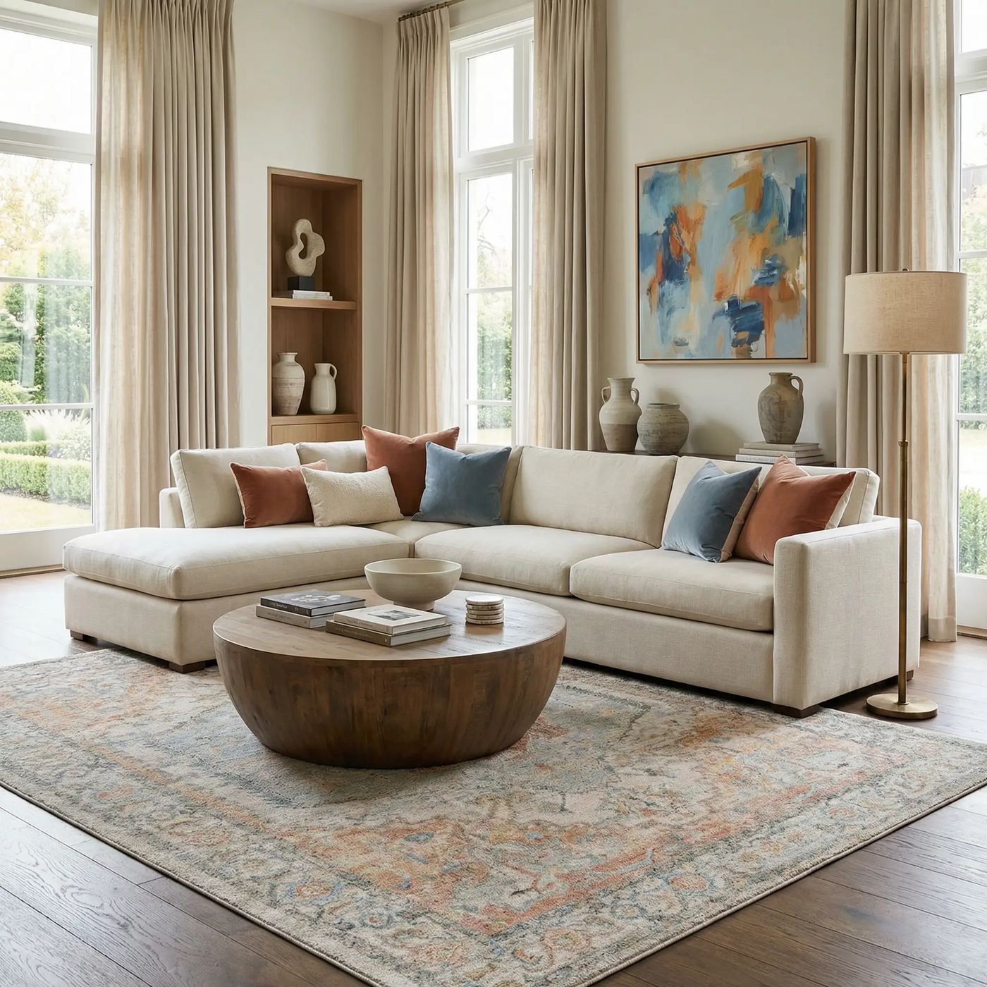 Vaeda Blue & Beige Thick Luxe Rug by Boutique Rugs