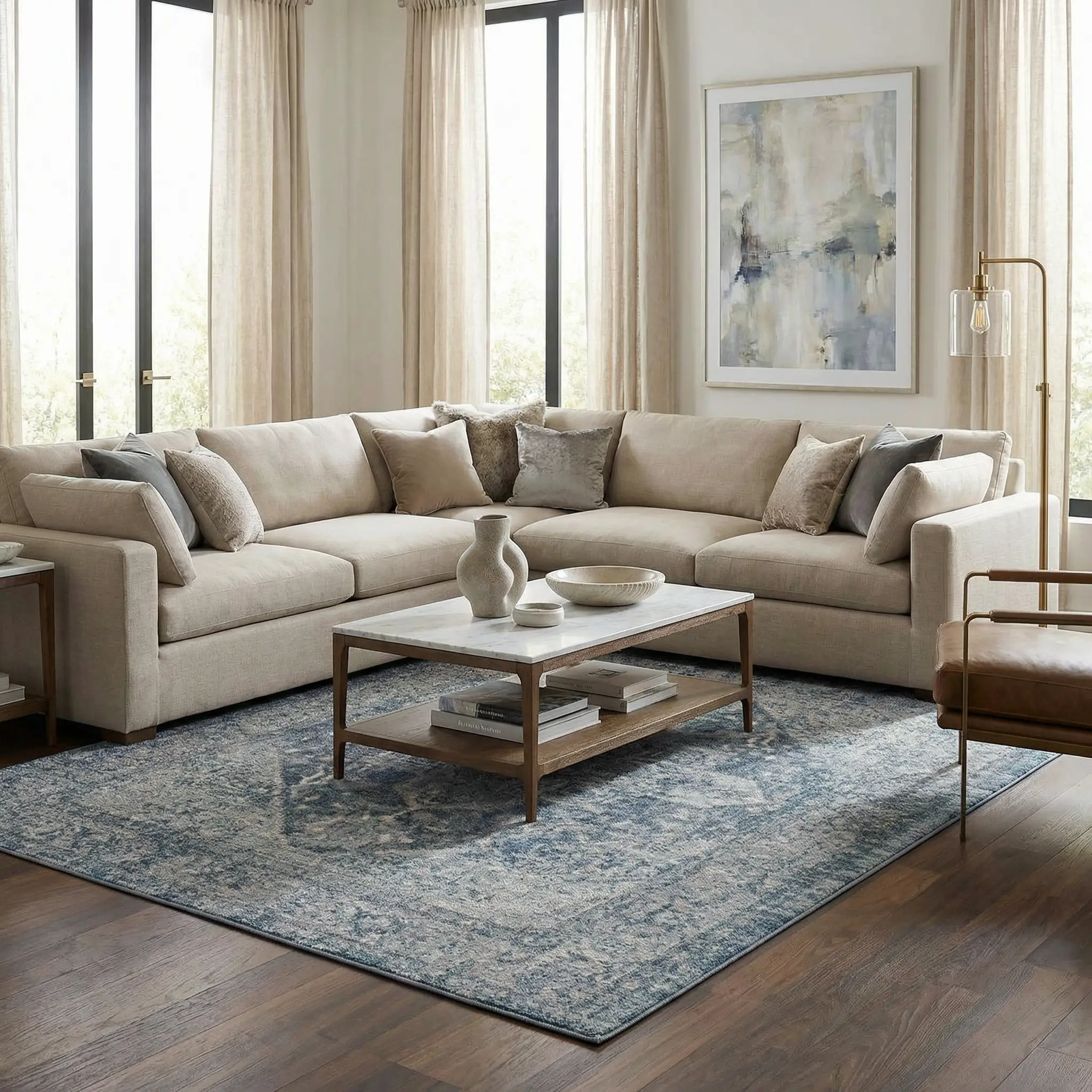Peeta Blue Medallion Area Rug - Clearance by Boutique Rugs