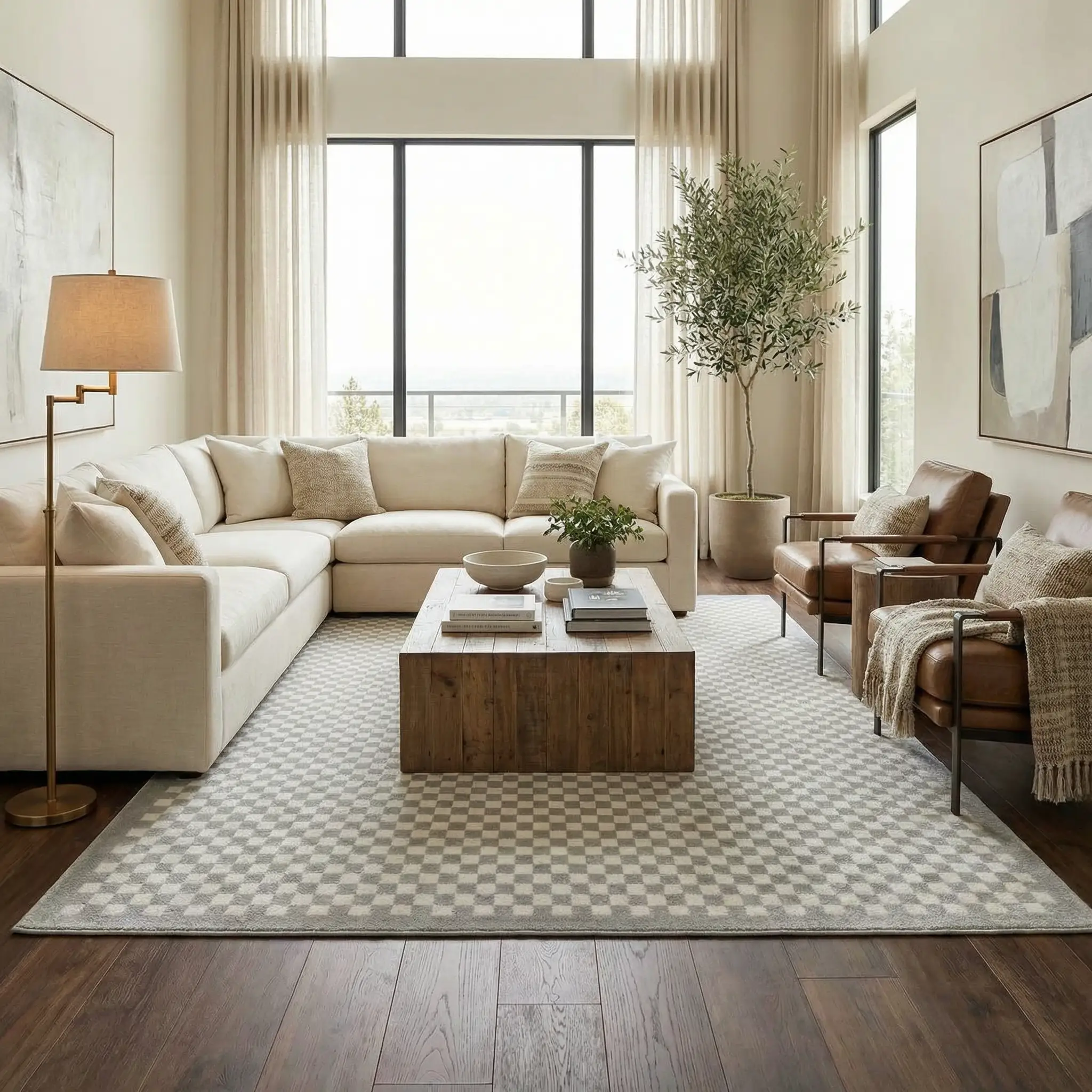 Gaiwan Cream Gray Washable Area Rug by Boutique Rugs