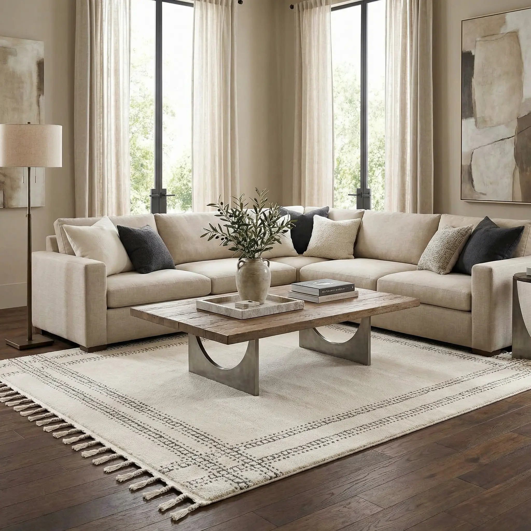 Ryuu Ivory & Gray Area Rug by Boutique Rugs