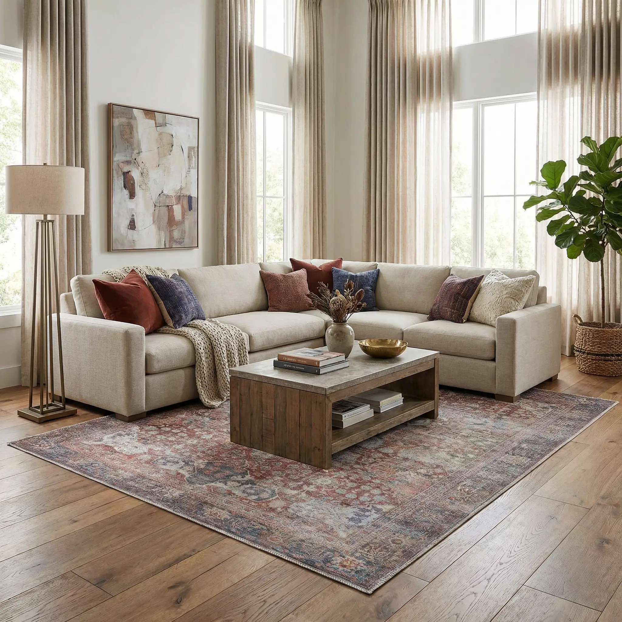 Rust Elki Vintage Medallion Washable Area Rug - Clearance by Boutique Rugs
