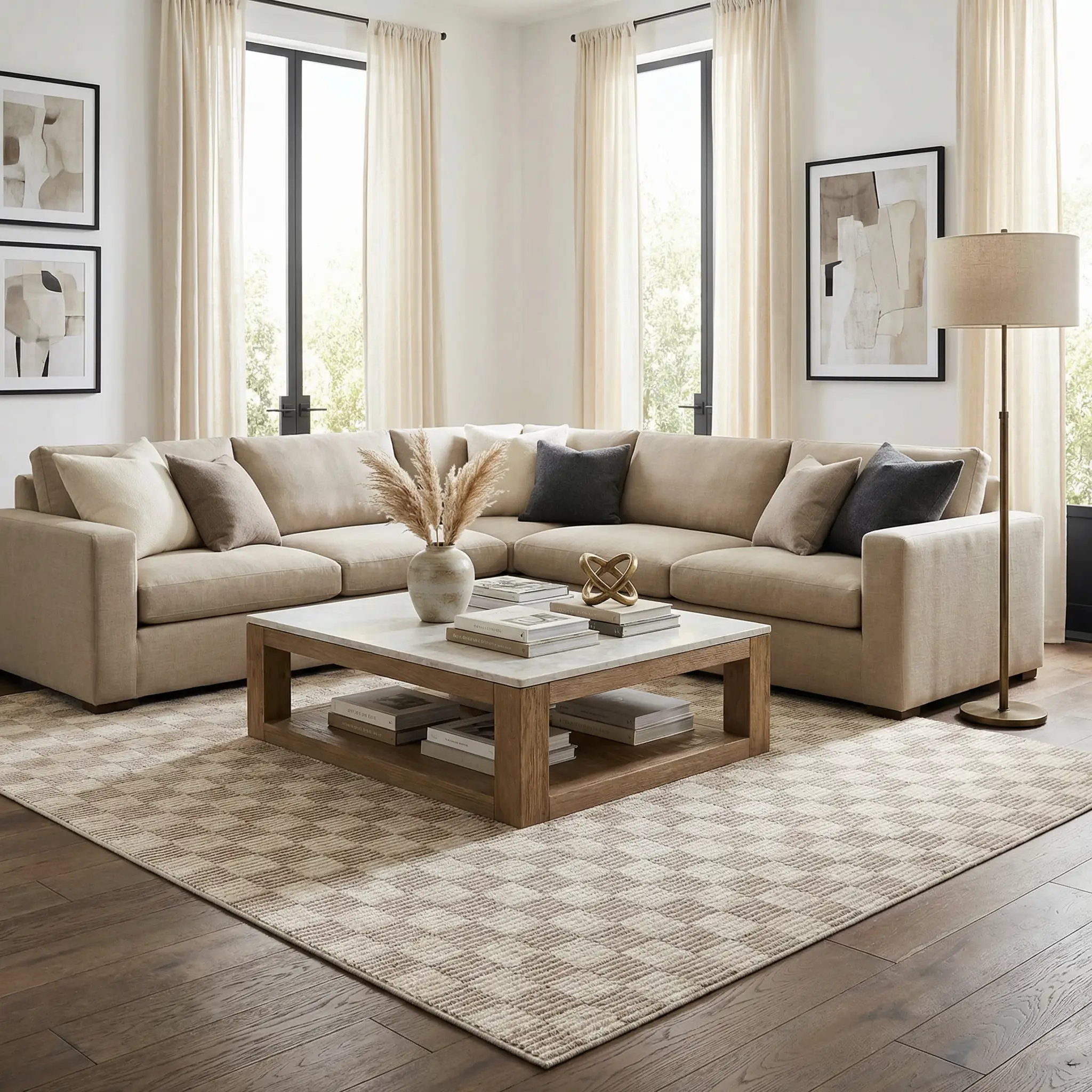 Truls 3D Checkered Washable Rug - Biscotti by Boutique Rugs