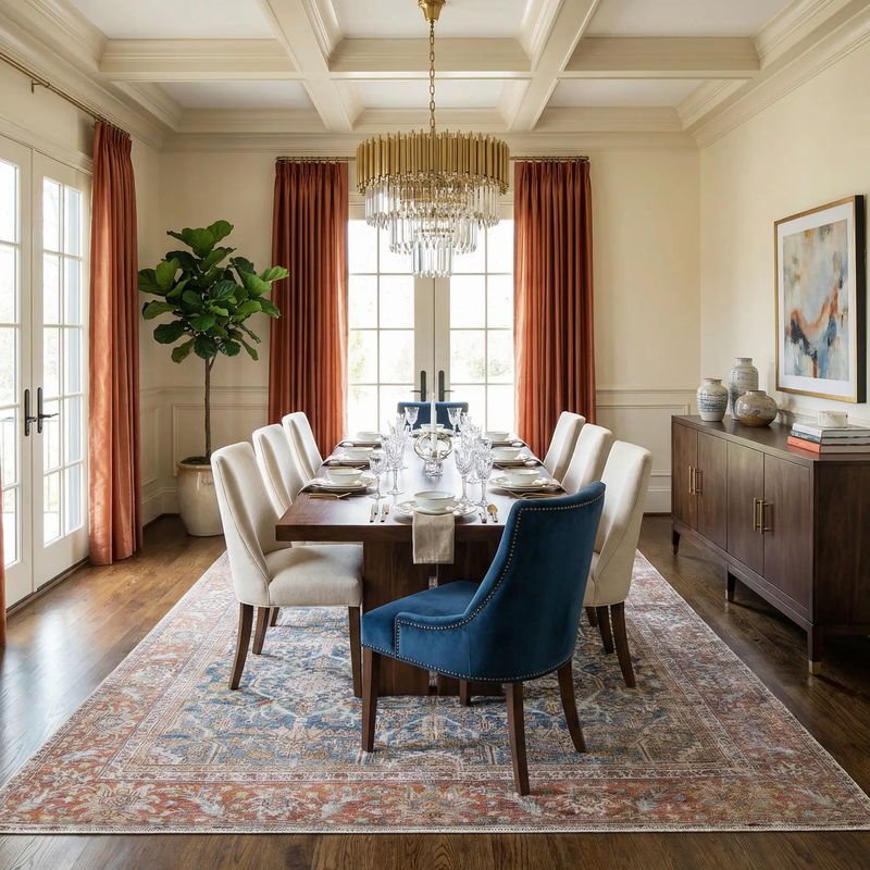 Rust Mair Traditional Washable Area Rug - Clearance by Boutique Rugs