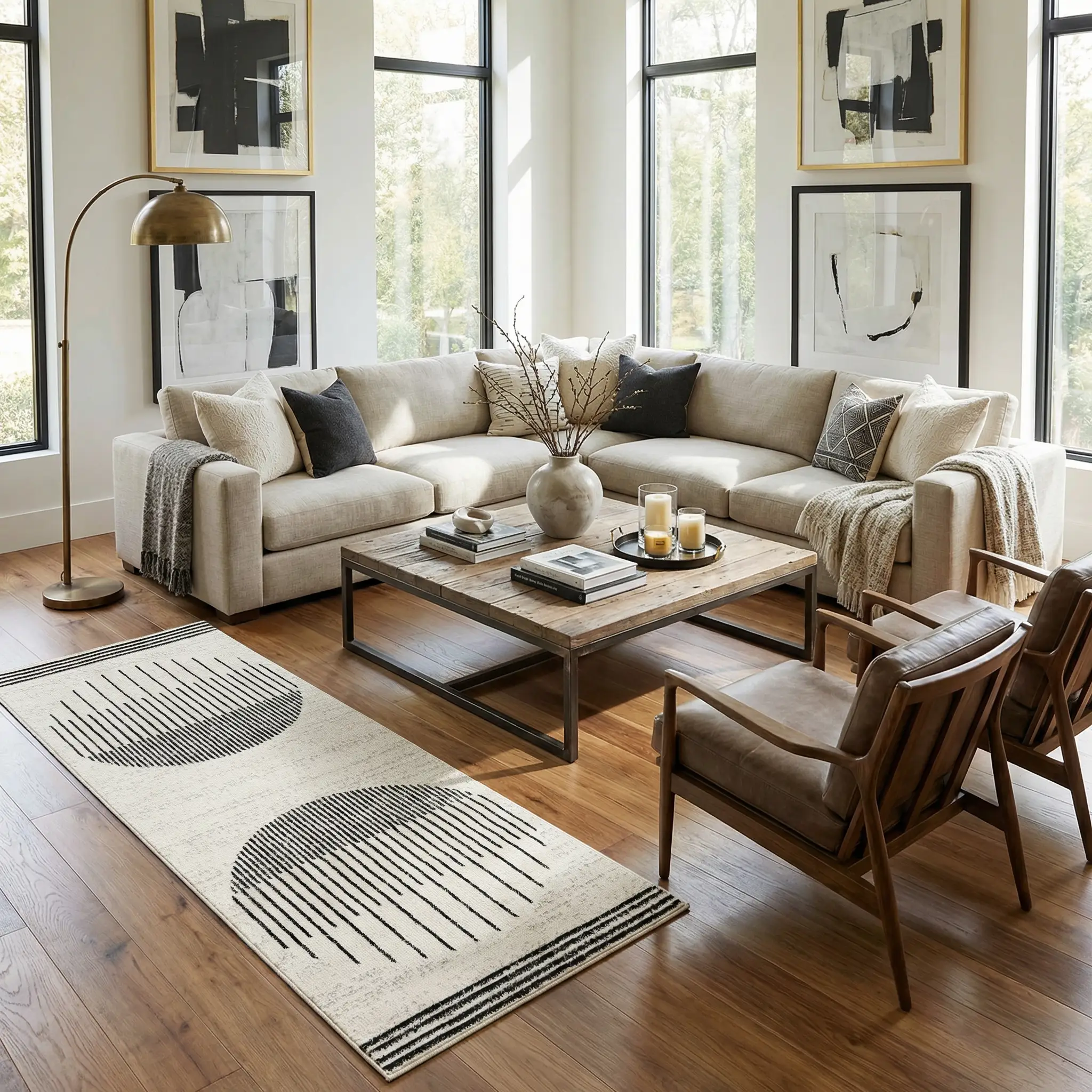 Angus Black&White Geometric Area Rug by Boutique Rugs