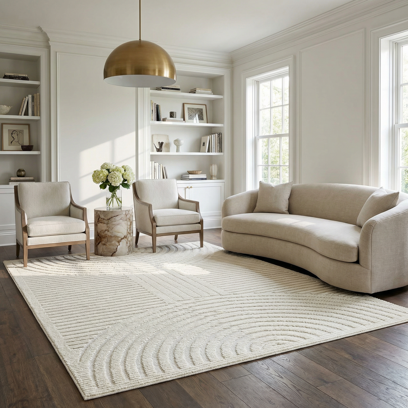 Deron White Washable 3D Rug by Boutique Rugs